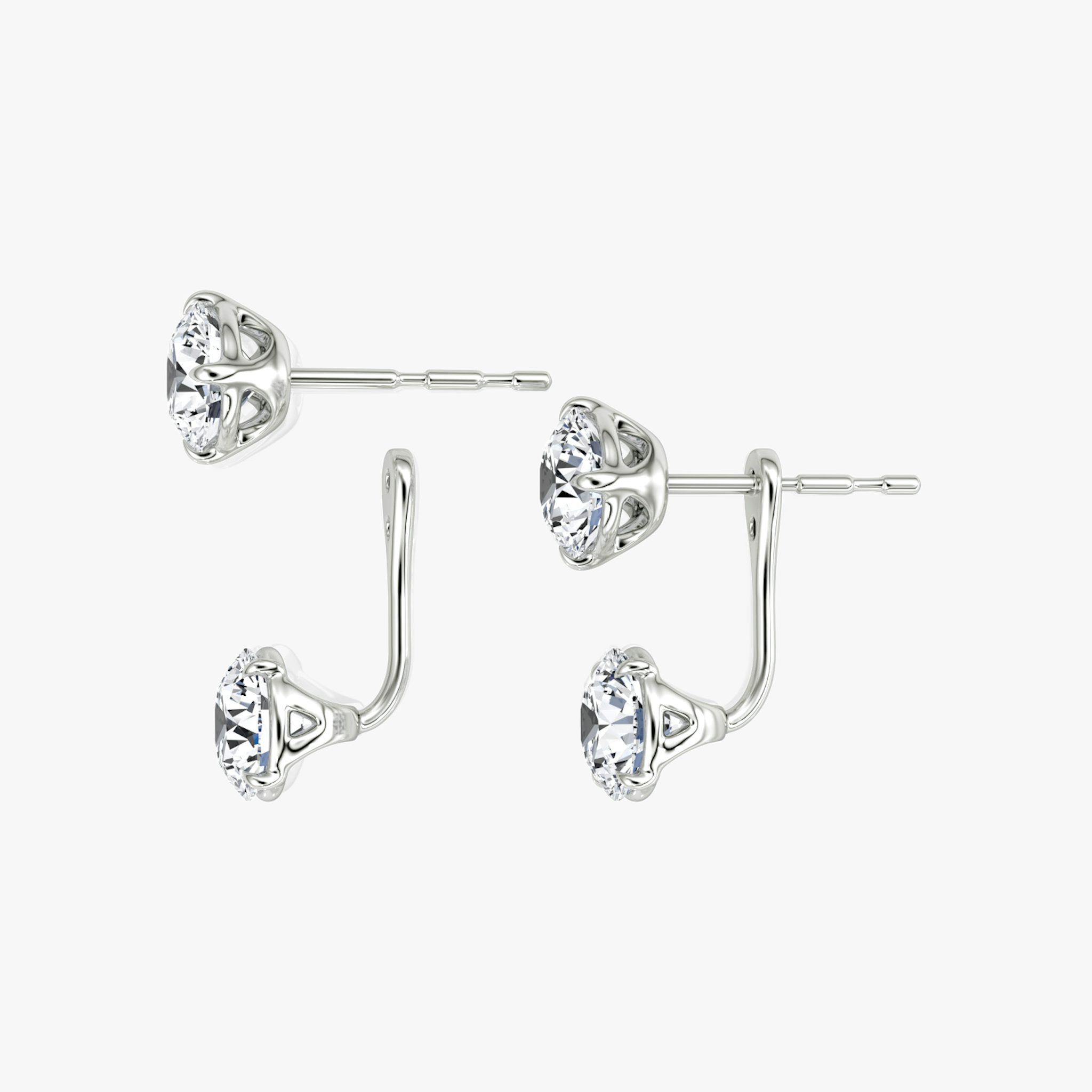 Solitaire Stud & Ear Jacket | 14k | White Gold | bottomDiamondShape: Round Brilliant | topDiamondShape: Round Brilliant | caratWeight: 2ct
