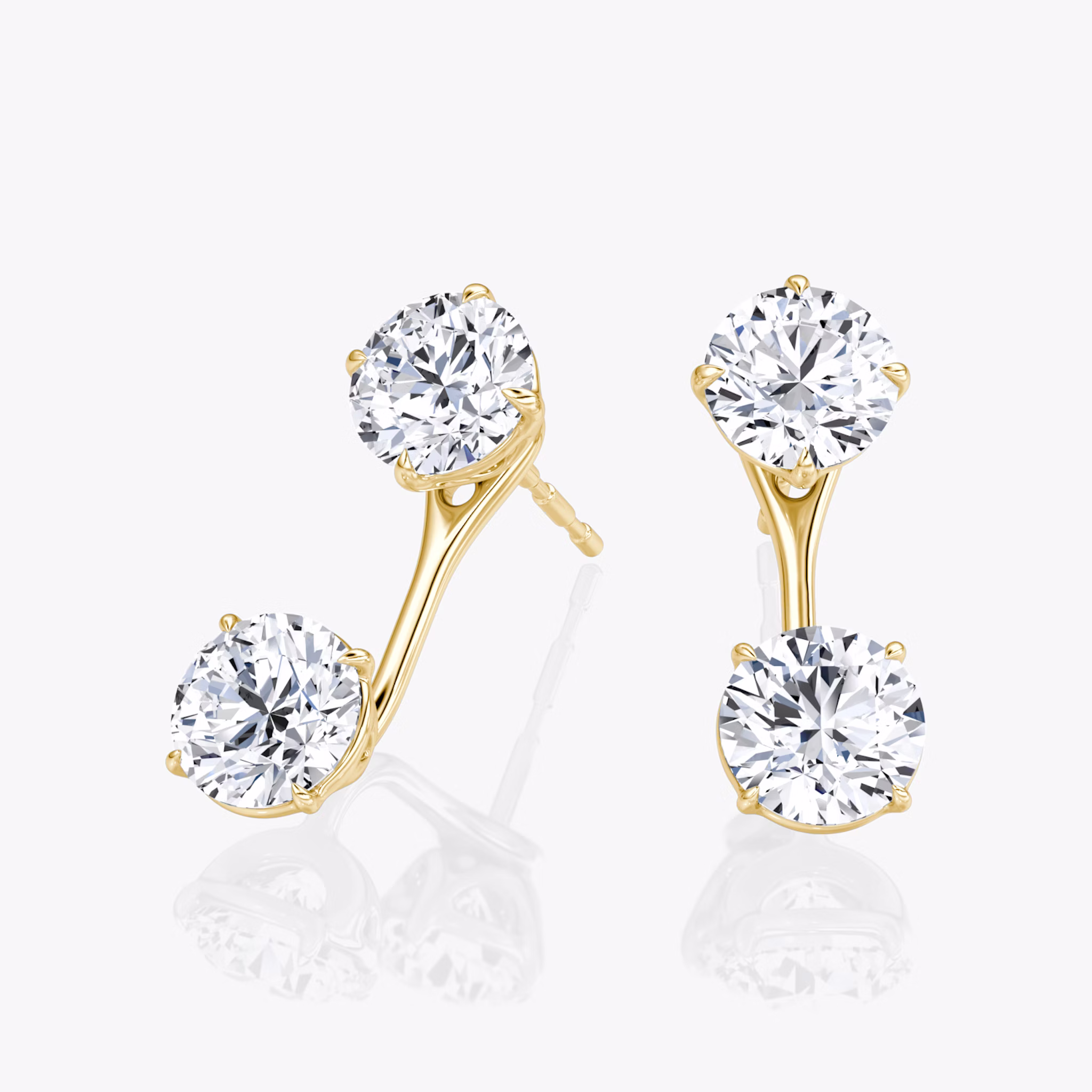 Solitaire Stud & Ear Jacket | 14k | Yellow Gold | bottomDiamondShape: Round Brilliant | topDiamondShape: Round Brilliant | caratWeight: 1ct