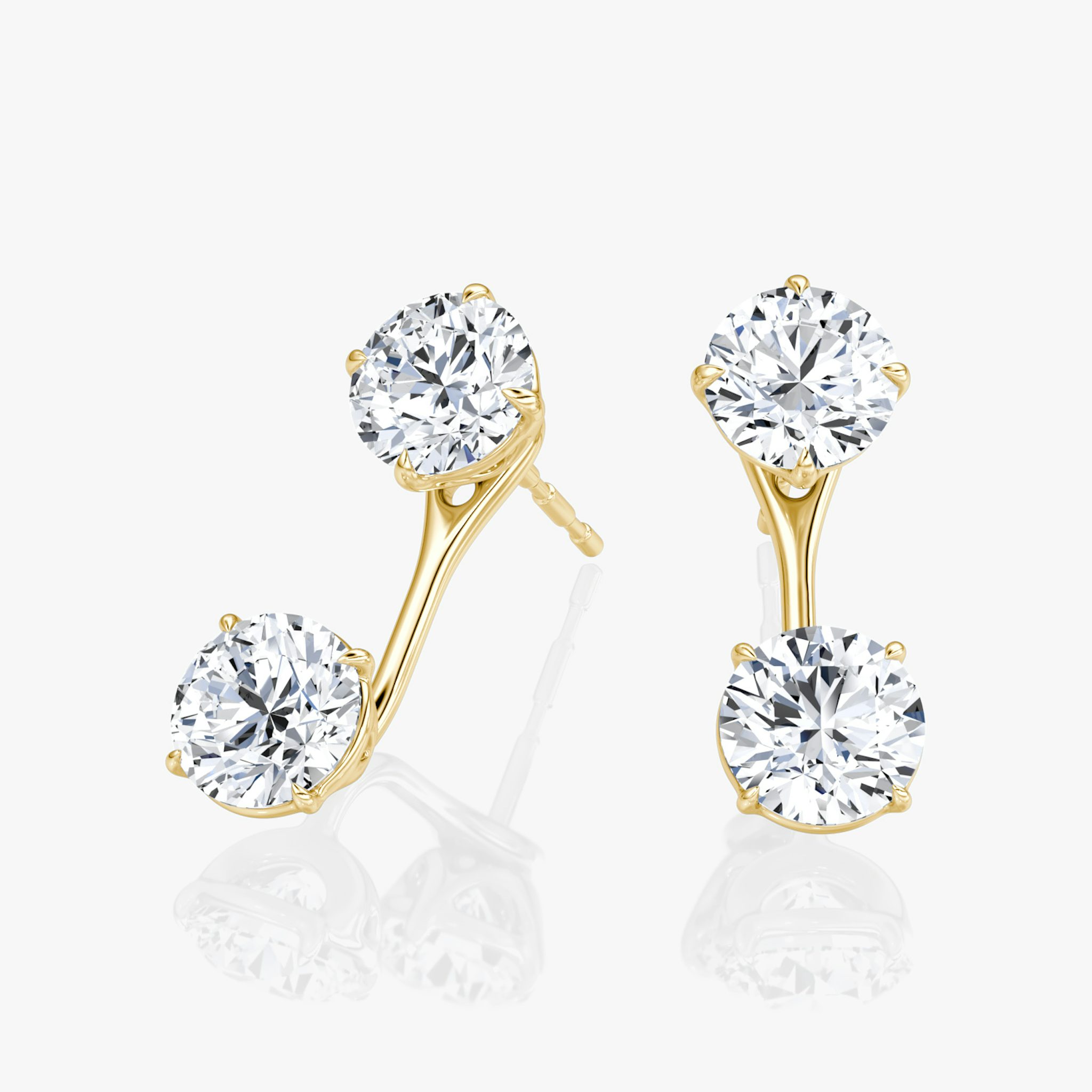 Solitaire Stud & Ear Jacket | 14k | Yellow Gold | bottomDiamondShape: Round Brilliant | topDiamondShape: Round Brilliant | caratWeight: 1ct