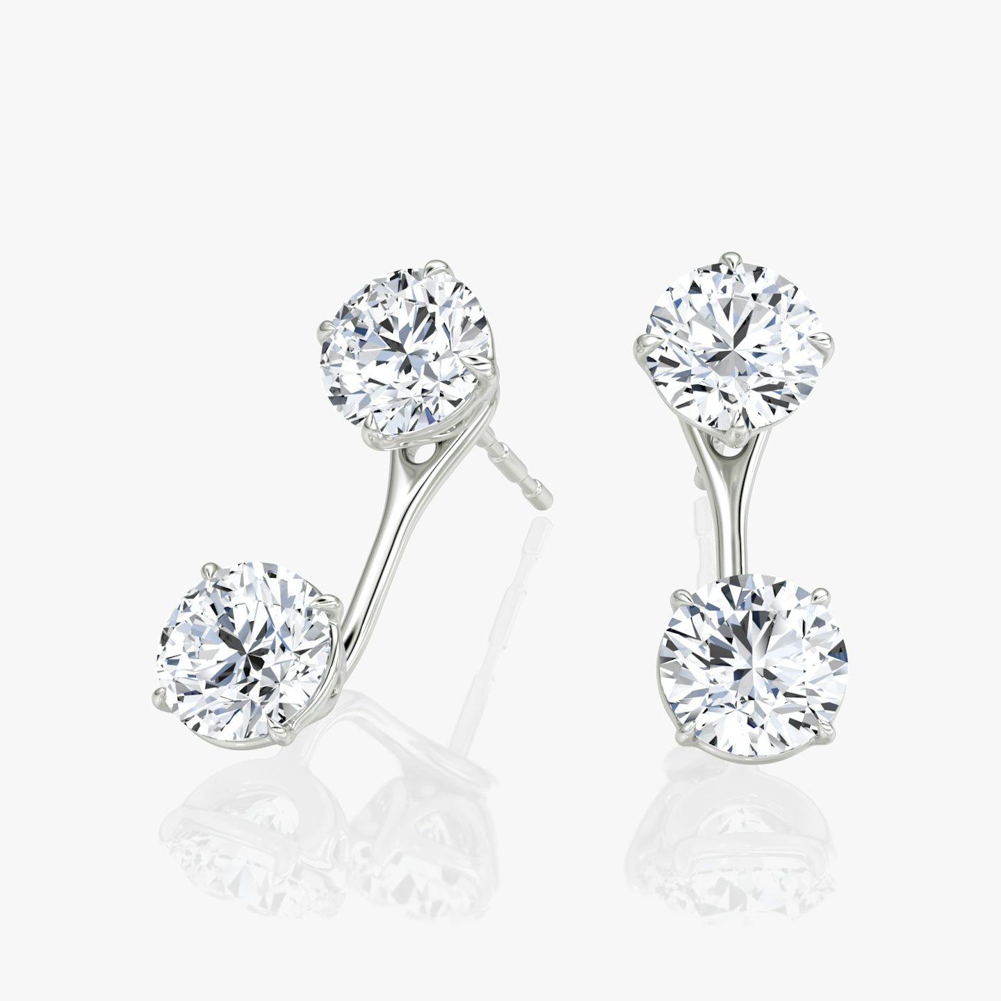Solitaire Stud & Ear Jacket | 14k | White Gold | bottomDiamondShape: Round Brilliant | topDiamondShape: Round Brilliant | caratWeight: 1ct