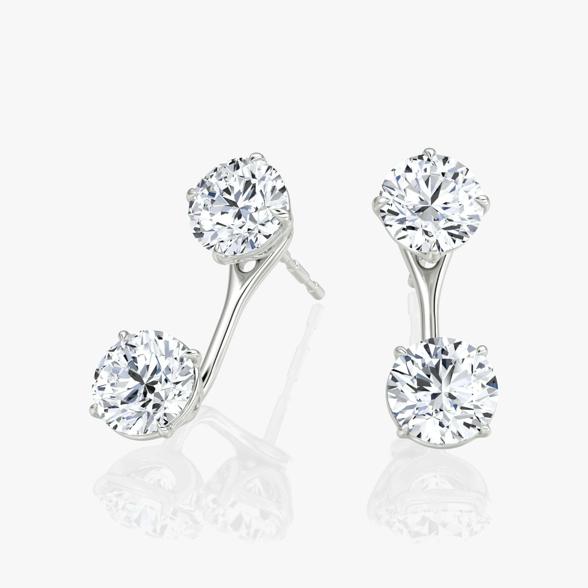 Solitaire Stud & Ear Jacket | 14k | White Gold | bottomDiamondShape: Round Brilliant | topDiamondShape: Round Brilliant | caratWeight: 1ct