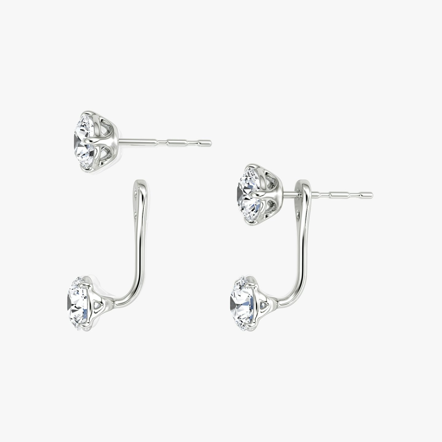 Solitaire Stud & Ear Jacket | 14k | White Gold | bottomDiamondShape: Round Brilliant | topDiamondShape: Round Brilliant | caratWeight: 1ct