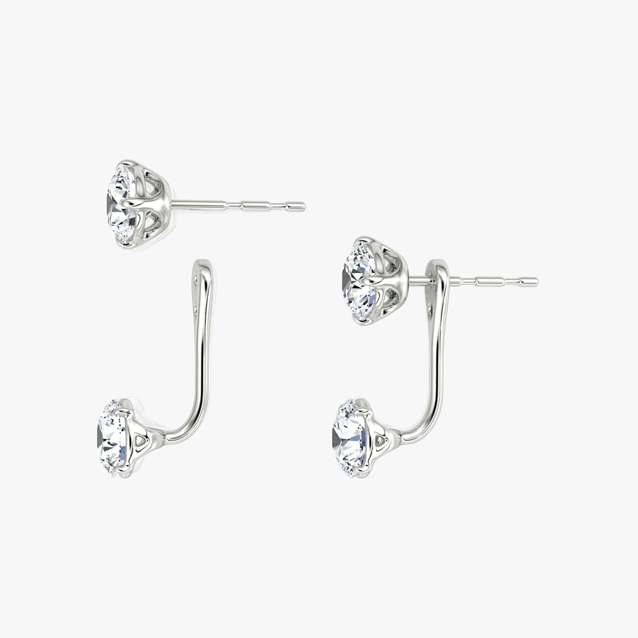 Solitaire Stud & Ear Jacket | 14k | White Gold | bottomDiamondShape: Round Brilliant | topDiamondShape: Round Brilliant | caratWeight: 1ct