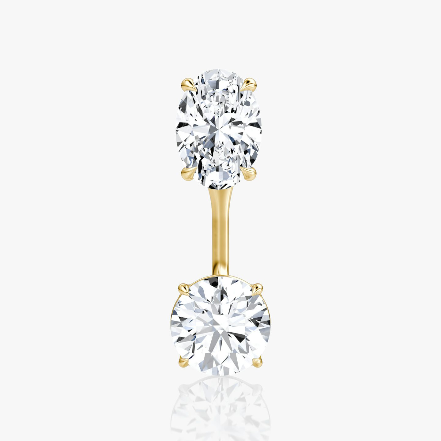 Solitaire Stud & Ear Jacket | 14k | Yellow Gold | bottomDiamondShape: Round Brilliant | topDiamondShape: Oval | caratWeight: 1ct