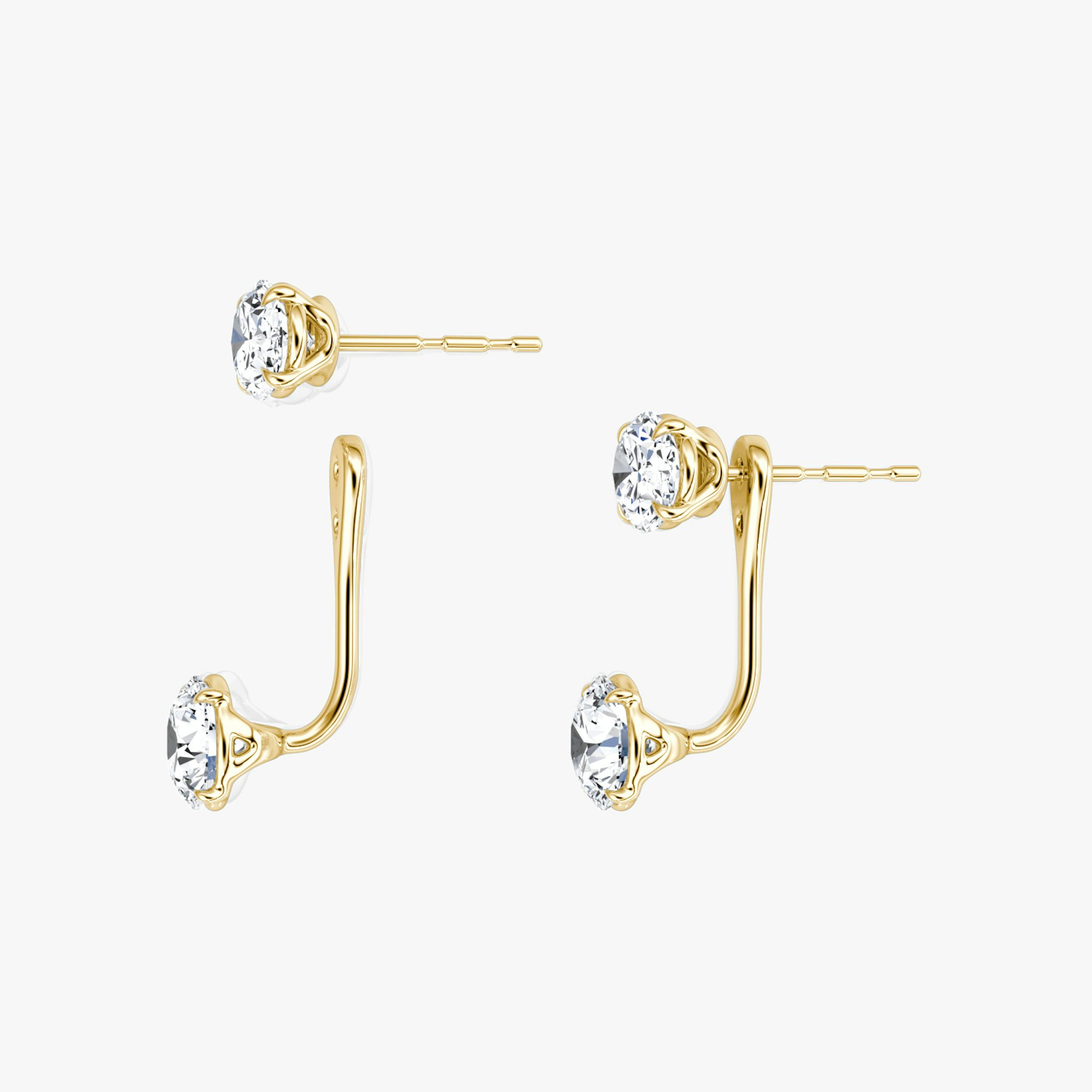 Solitaire Stud & Ear Jacket | 14k | Yellow Gold | bottomDiamondShape: Round Brilliant | topDiamondShape: Oval | caratWeight: 1ct