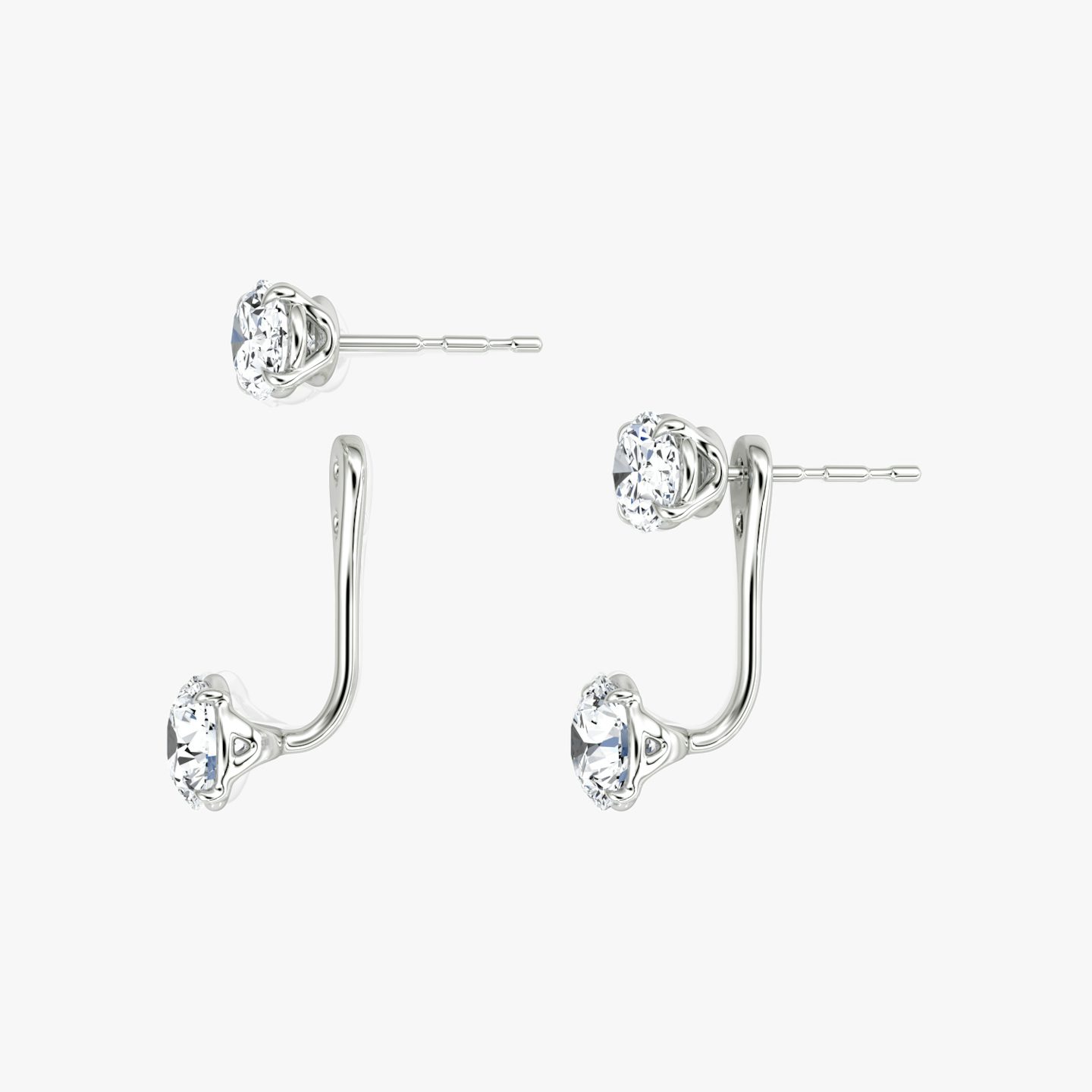 Solitär Ohrstecker & Ear Jacket | 14k | Weißgold | bottomDiamondShape: Rund | topDiamondShape: Oval | caratWeight: 1ct
