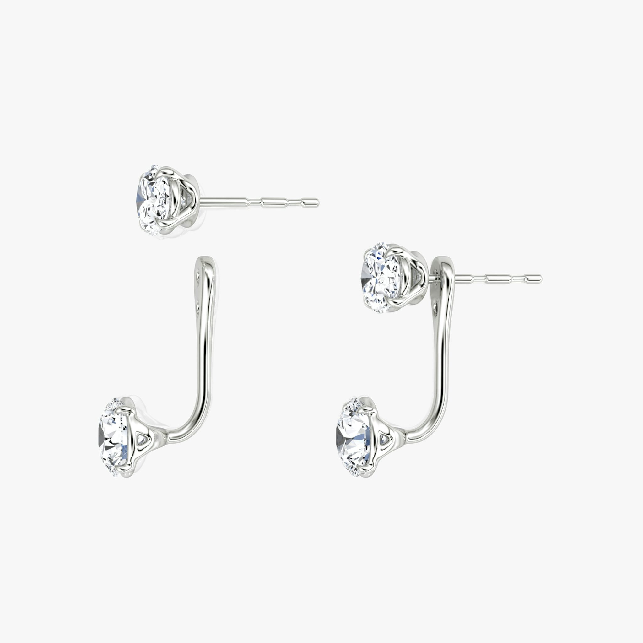 Solitaire Stud & Ear Jacket | 14k | White Gold | bottomDiamondShape: Round Brilliant | topDiamondShape: Oval | caratWeight: 1ct