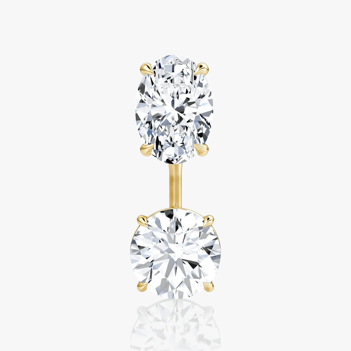 Solitaire Stud & Ear Jacket | 14k | Oro amarillo | bottomDiamondShape: Brillante | topDiamondShape: Oval | caratWeight: 2ct