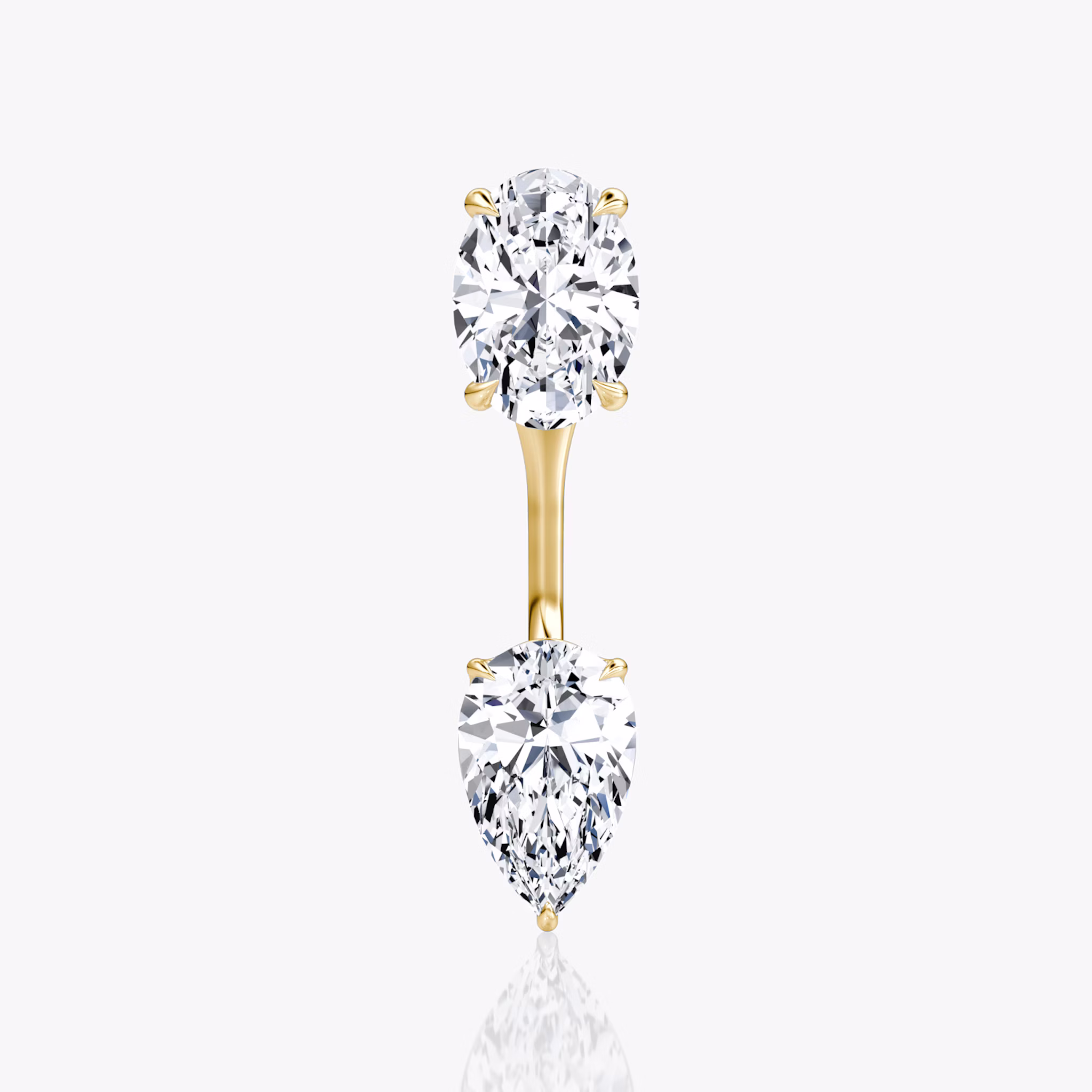 Solitaire Stud & Ear Jacket | 14k | Yellow Gold | bottomDiamondShape: Pear | topDiamondShape: Oval | caratWeight: 1ct