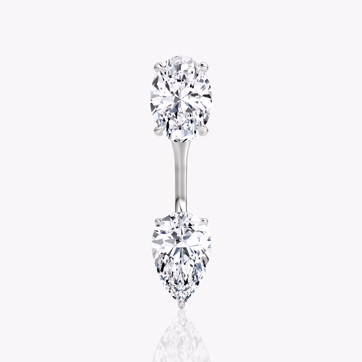 Solitaire Stud & Ear Jacket | 14k | White Gold | bottomDiamondShape: Pear | topDiamondShape: Oval | caratWeight: 1ct
