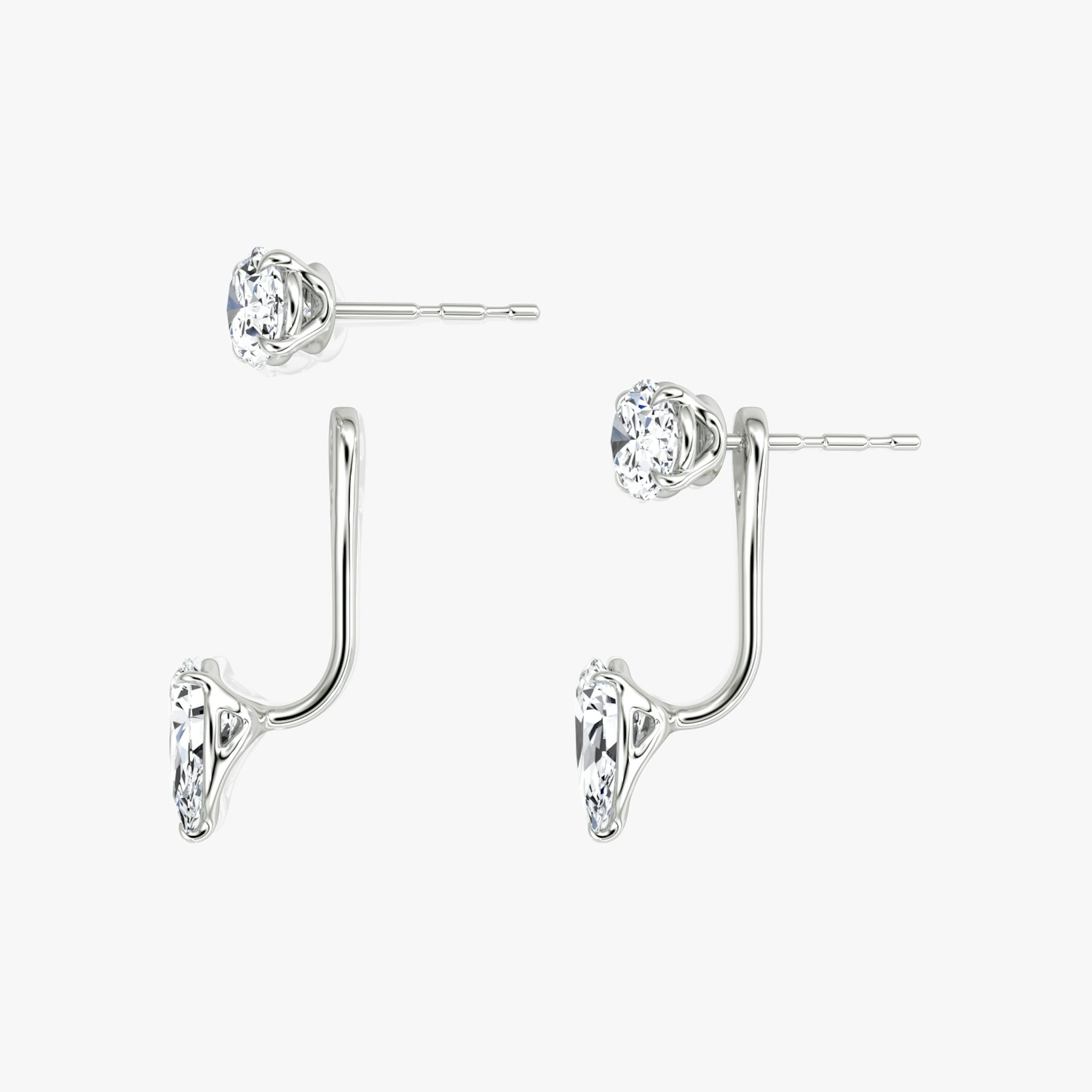 Solitaire Stud & Ear Jacket | 14k | White Gold | bottomDiamondShape: Pear | topDiamondShape: Oval | caratWeight: 1ct