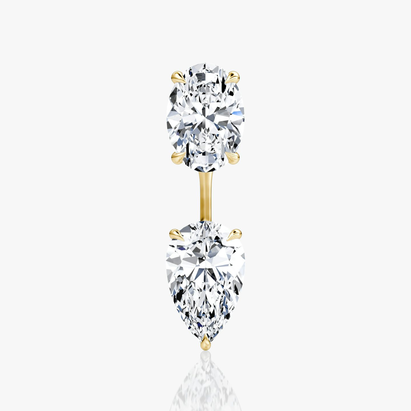 Solitaire Stud & Ear Jacket | 14k | Yellow Gold | bottomDiamondShape: Pear | topDiamondShape: Oval | caratWeight: 2ct