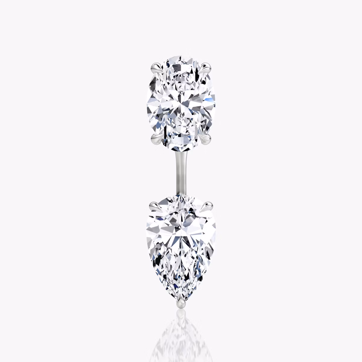Solitaire Stud & Ear Jacket | 14k | White Gold | bottomDiamondShape: Pear | topDiamondShape: Oval | caratWeight: 2ct