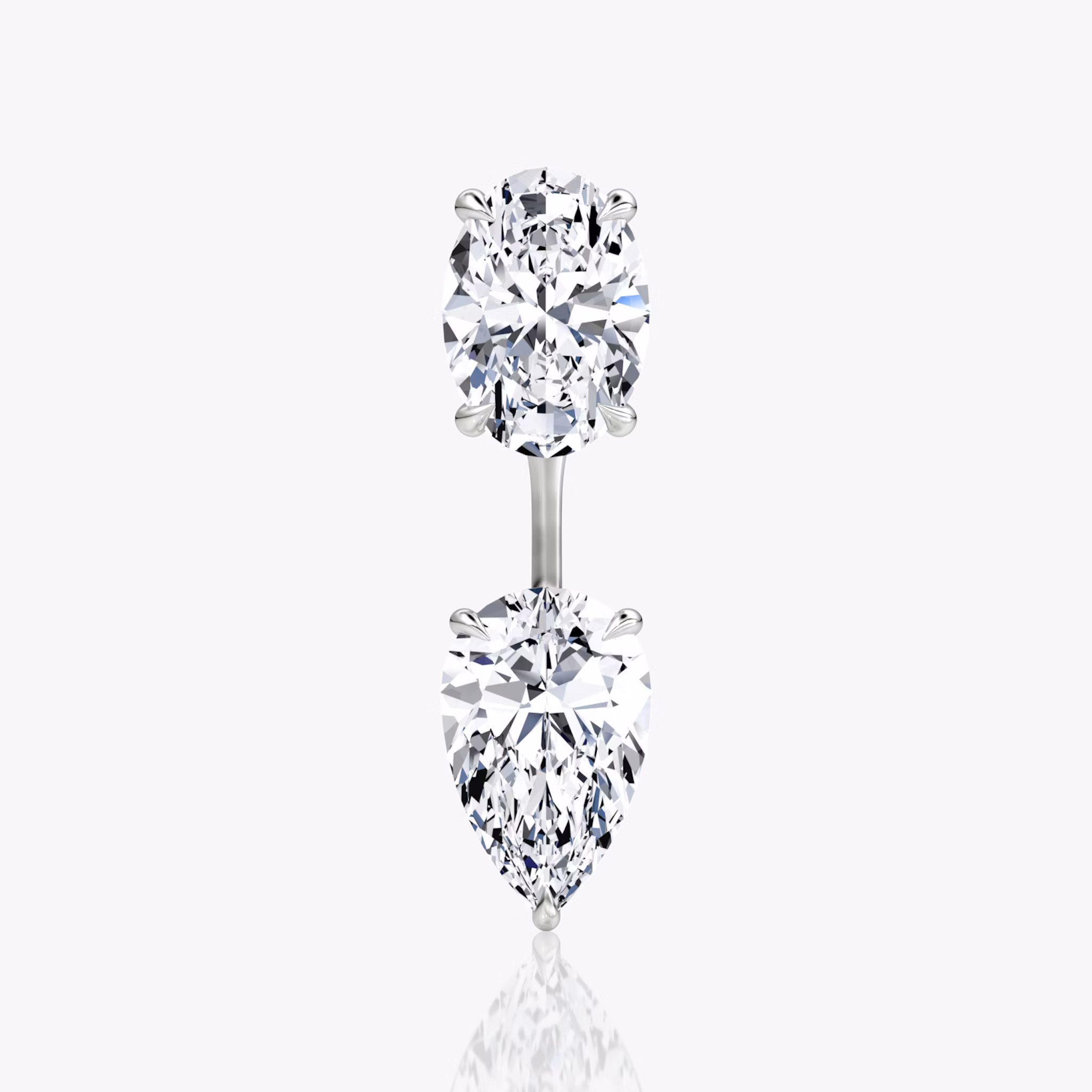 Solitaire Stud & Ear Jacket | 14k | White Gold | bottomDiamondShape: Pear | topDiamondShape: Oval | caratWeight: 2ct