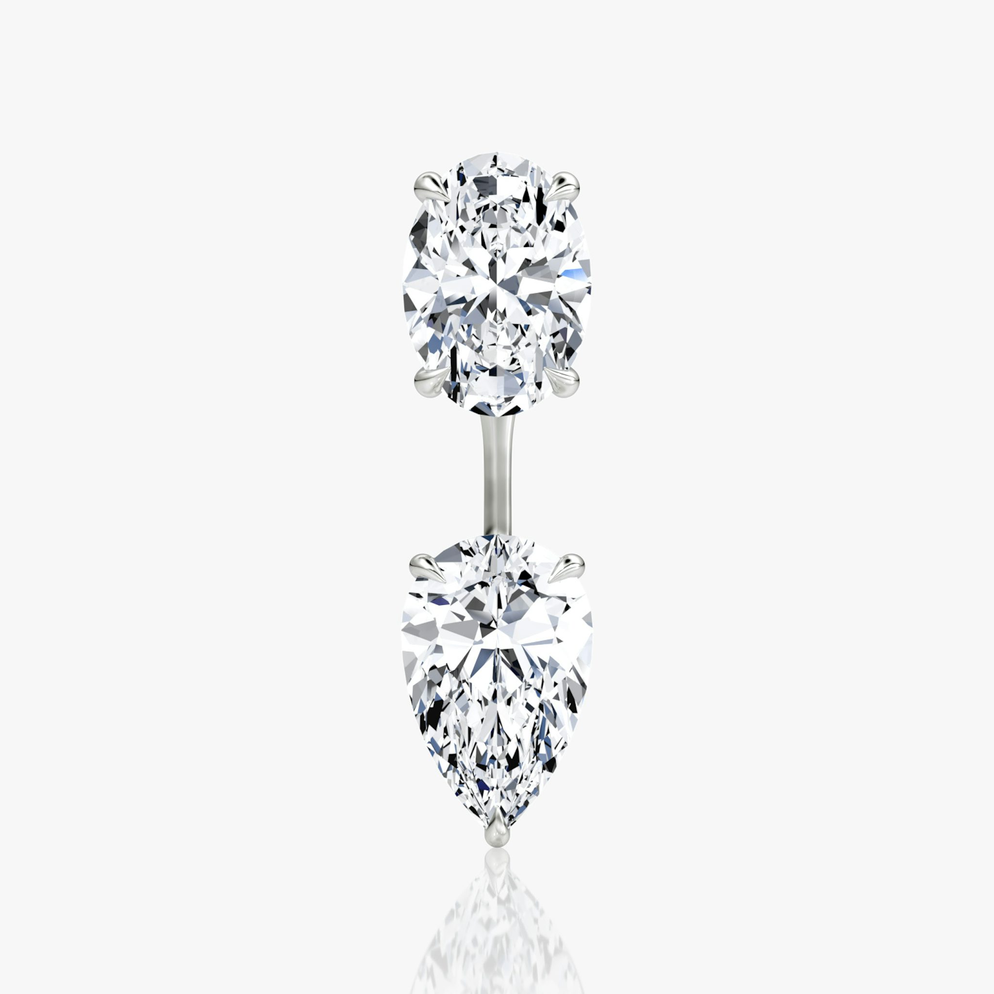 Solitaire Stud & Ear Jacket | 14k | White Gold | bottomDiamondShape: Pear | topDiamondShape: Oval | caratWeight: 2ct