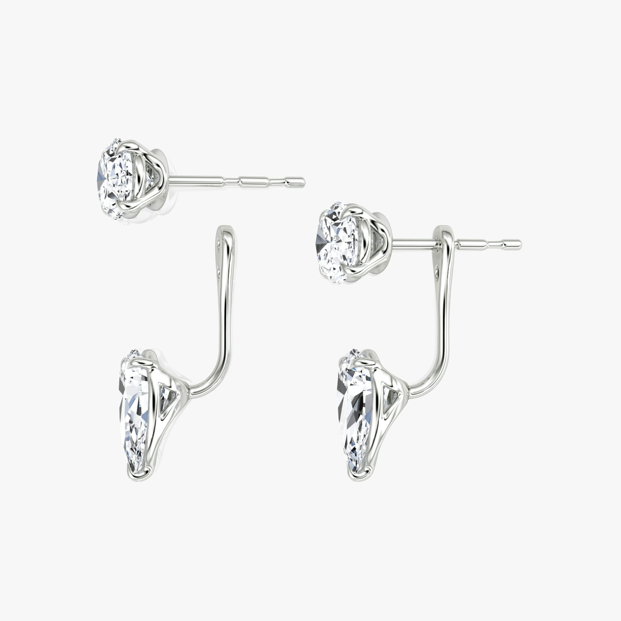 Solitaire Stud & Ear Jacket | 14k | White Gold | bottomDiamondShape: Pear | topDiamondShape: Oval | caratWeight: 2ct