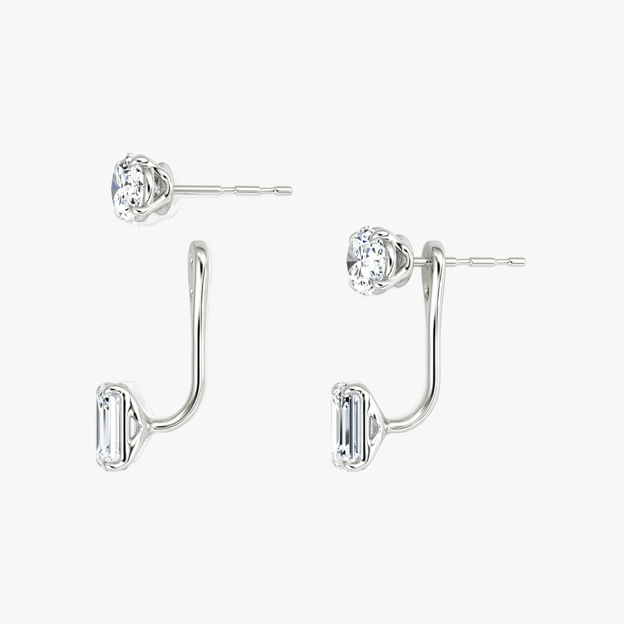 Solitaire Stud & Ear Jacket | 14k | White Gold | bottomDiamondShape: Emerald | topDiamondShape: Oval | caratWeight: 1ct