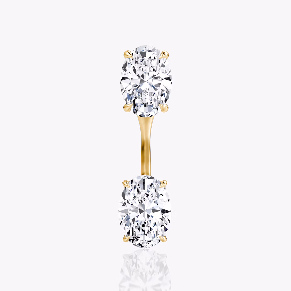 Solitaire Stud & Ear Jacket | 14k | Yellow Gold | bottomDiamondShape: Oval | topDiamondShape: Oval | caratWeight: 1ct