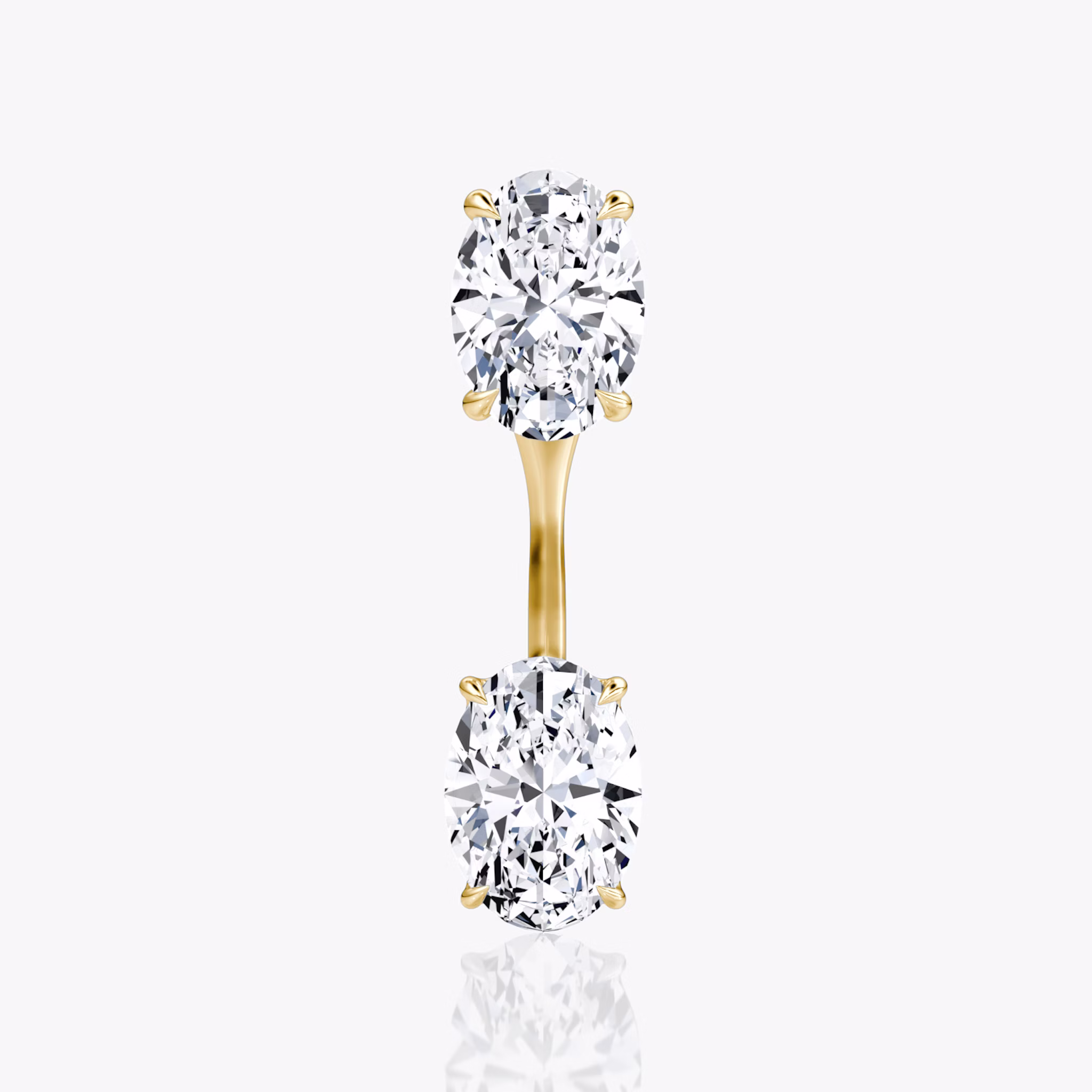 Solitaire Stud & Ear Jacket | 14k | Yellow Gold | bottomDiamondShape: Oval | topDiamondShape: Oval | caratWeight: 1ct