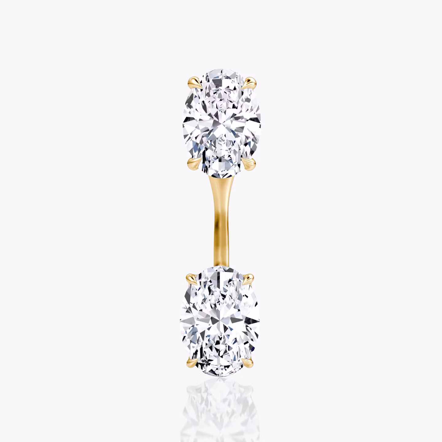Solitaire Stud & Ear Jacket | 14k | Yellow Gold | bottomDiamondShape: Oval | topDiamondShape: Oval | caratWeight: 1ct
