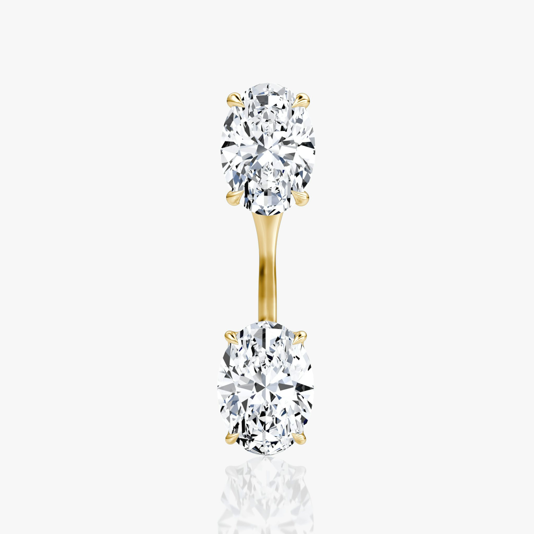Solitaire Stud & Ear Jacket | 14k | Yellow Gold | bottomDiamondShape: Oval | topDiamondShape: Oval | caratWeight: 1ct