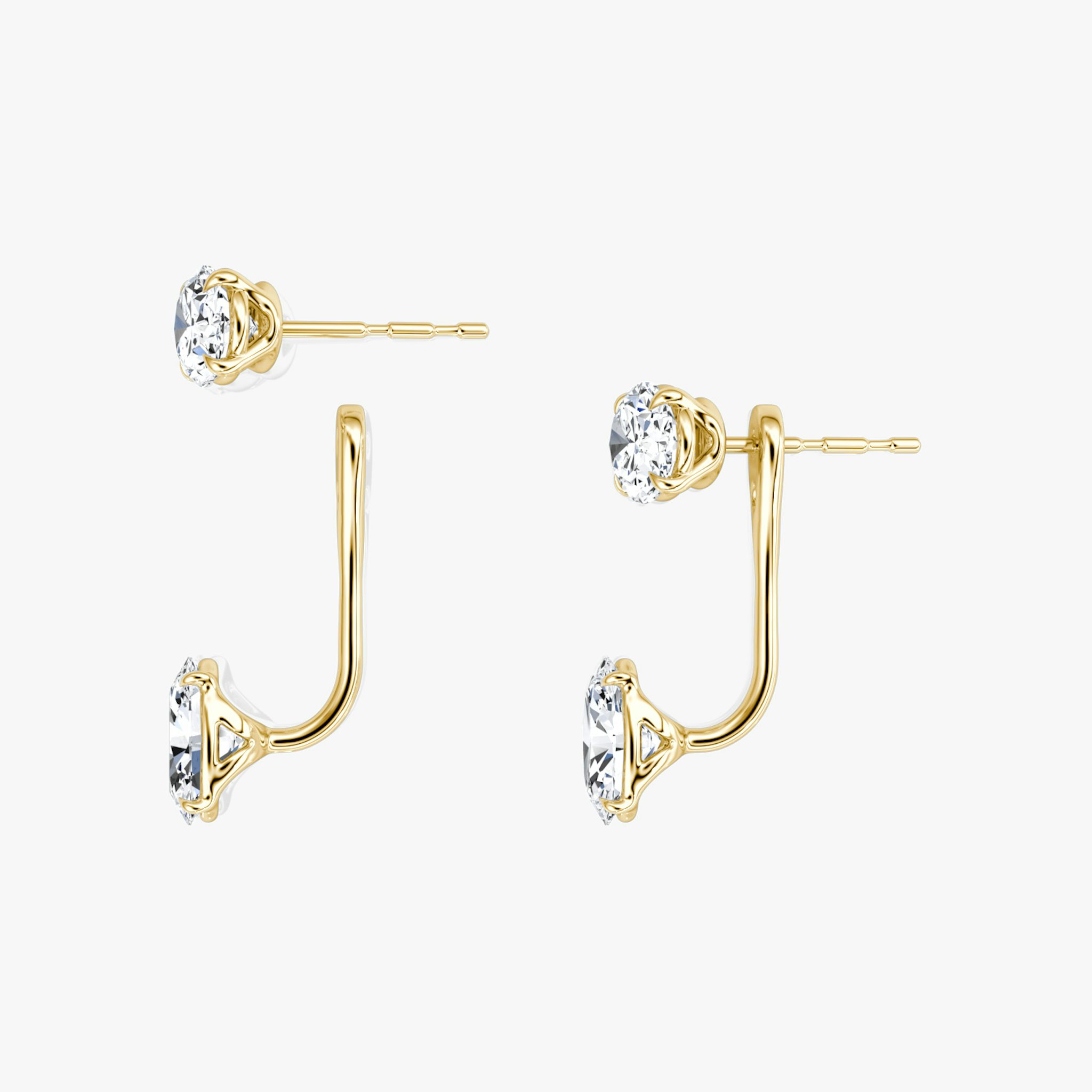 Solitaire Stud & Ear Jacket | 14k | Yellow Gold | bottomDiamondShape: Oval | topDiamondShape: Oval | caratWeight: 1ct
