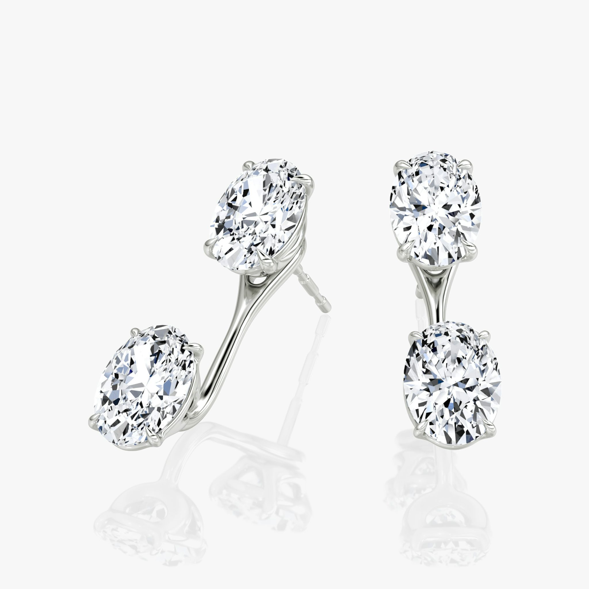 Solitaire Stud & Ear Jacket | 14k | White Gold | bottomDiamondShape: Oval | topDiamondShape: Oval | caratWeight: 1ct