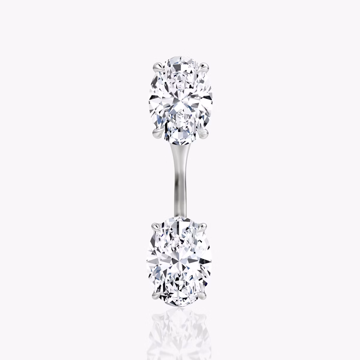 Solitaire Stud & Ear Jacket | 14k | White Gold | bottomDiamondShape: Oval | topDiamondShape: Oval | caratWeight: 1ct