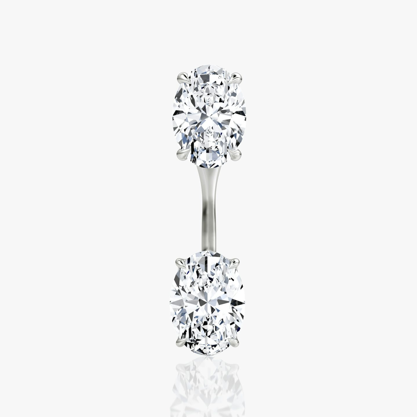 Solitaire Stud & Ear Jacket | 14k | White Gold | bottomDiamondShape: Oval | topDiamondShape: Oval | caratWeight: 1ct