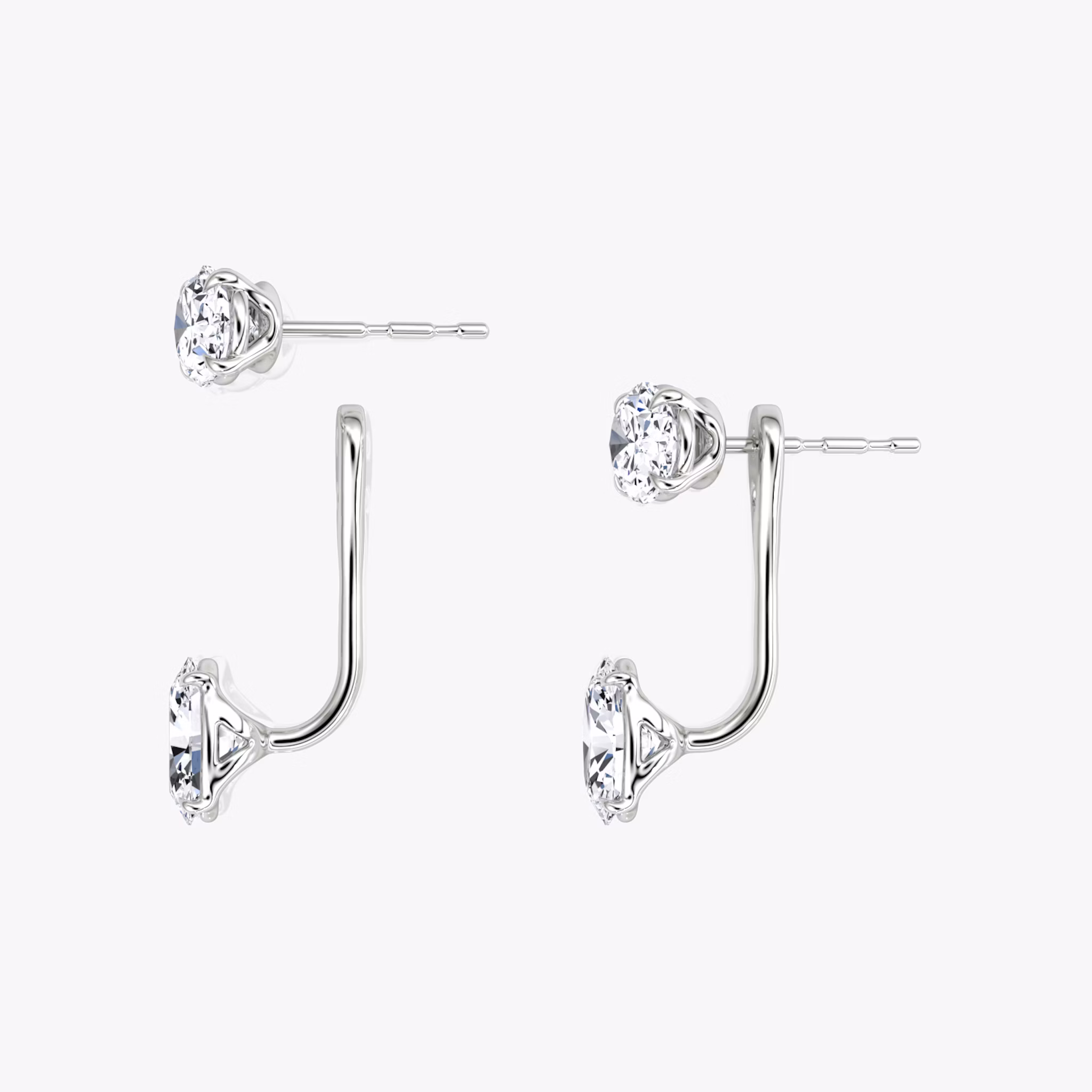 Solitaire Stud & Ear Jacket | 14k | White Gold | bottomDiamondShape: Oval | topDiamondShape: Oval | caratWeight: 1ct