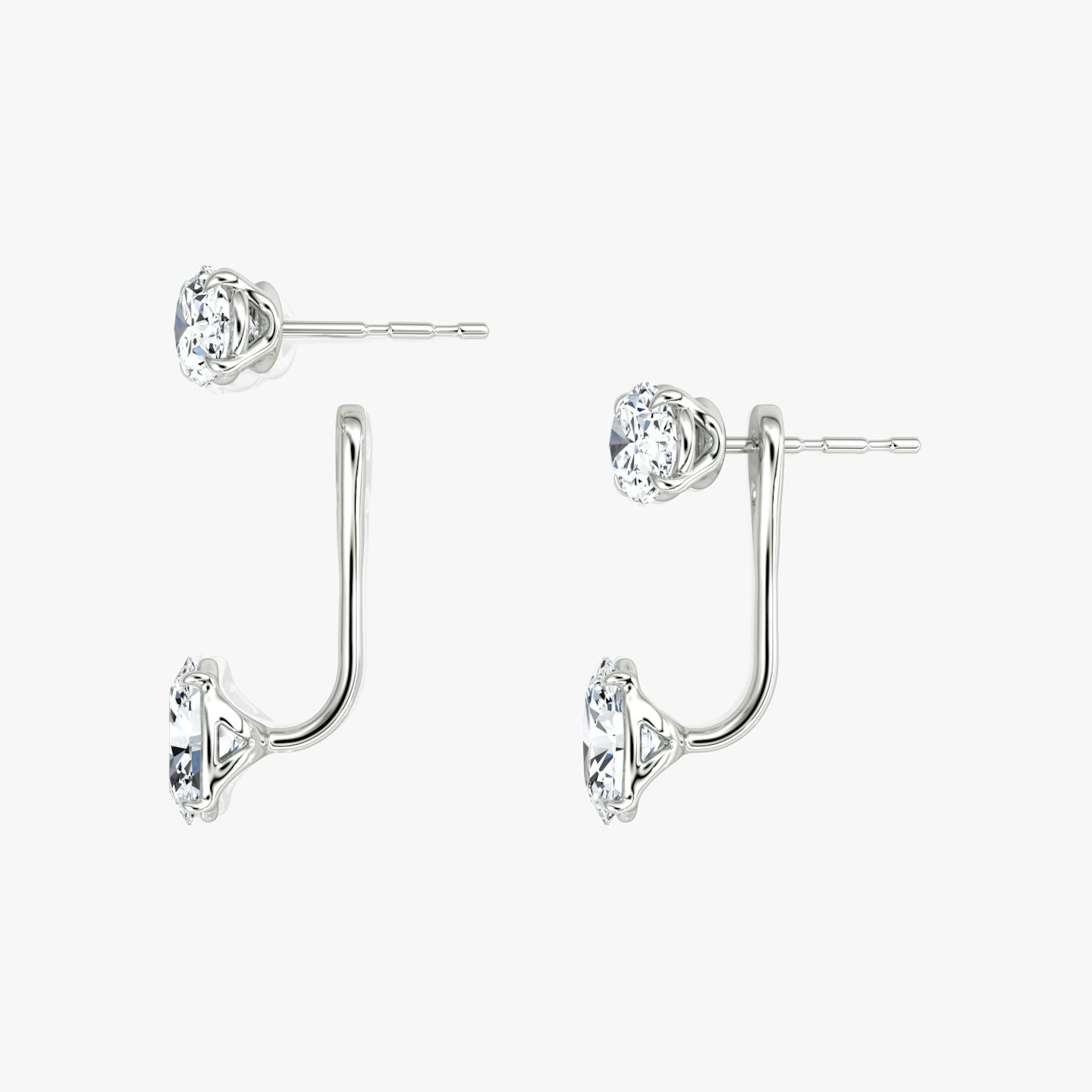 Solitaire Stud & Ear Jacket | 14k | White Gold | bottomDiamondShape: Oval | topDiamondShape: Oval | caratWeight: 1ct