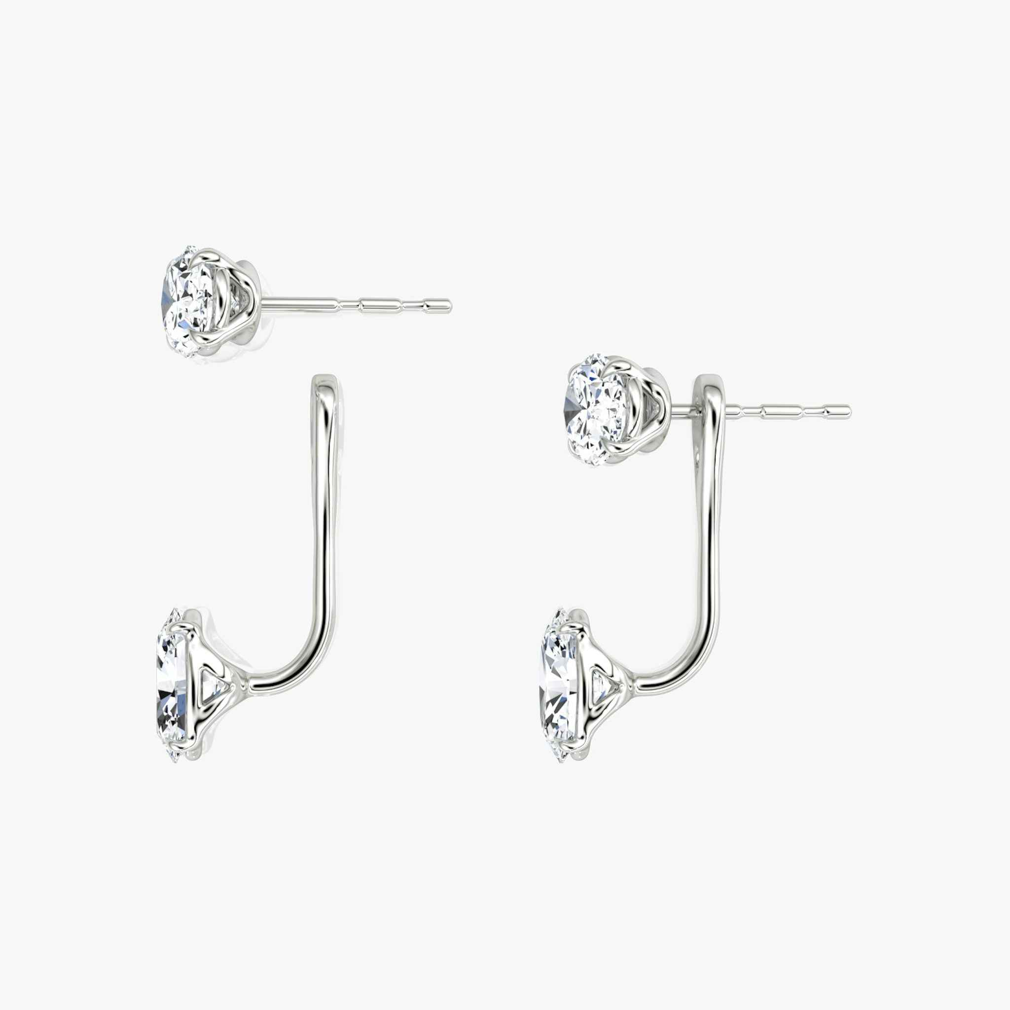 Solitaire Stud & Ear Jacket | 14k | White Gold | bottomDiamondShape: Oval | topDiamondShape: Oval | caratWeight: 1ct