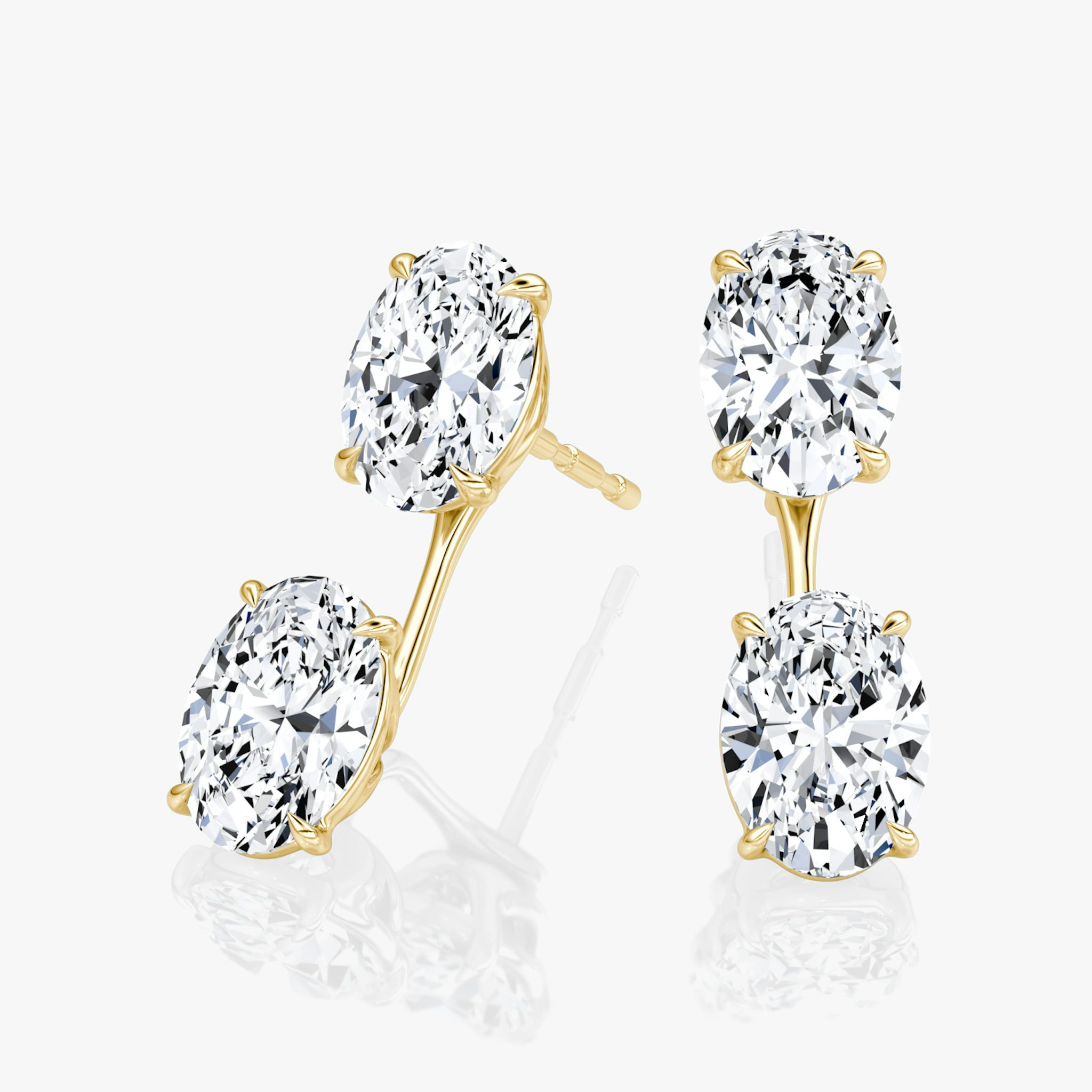 Solitaire Stud & Ear Jacket | 14k | Yellow Gold | bottomDiamondShape: Oval | topDiamondShape: Oval | caratWeight: 2ct