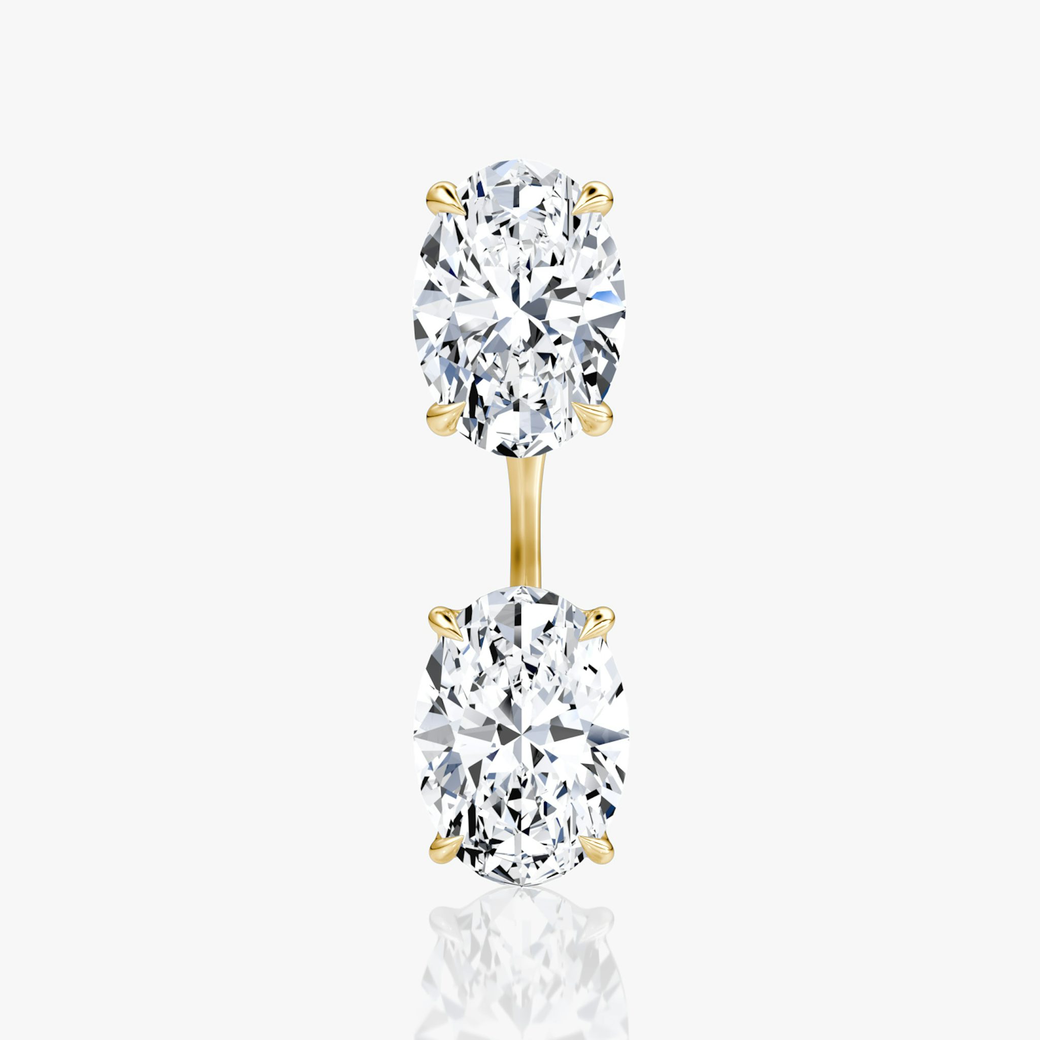 Solitaire Stud & Ear Jacket | 14k | Yellow Gold | bottomDiamondShape: Oval | topDiamondShape: Oval | caratWeight: 2ct