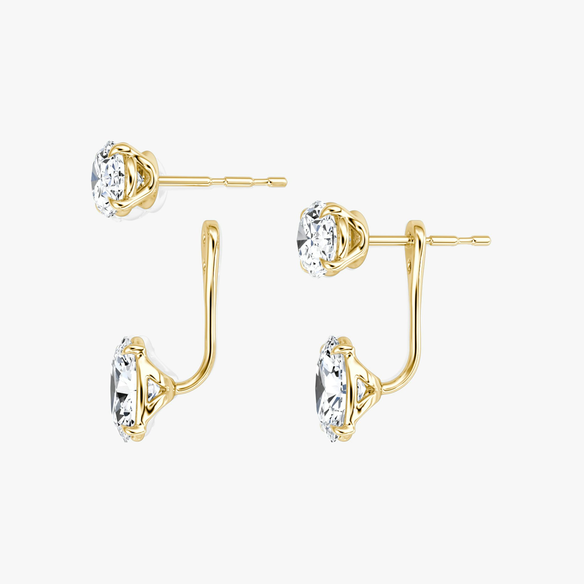 Solitaire Stud & Ear Jacket | 14k | Yellow Gold | bottomDiamondShape: Oval | topDiamondShape: Oval | caratWeight: 2ct
