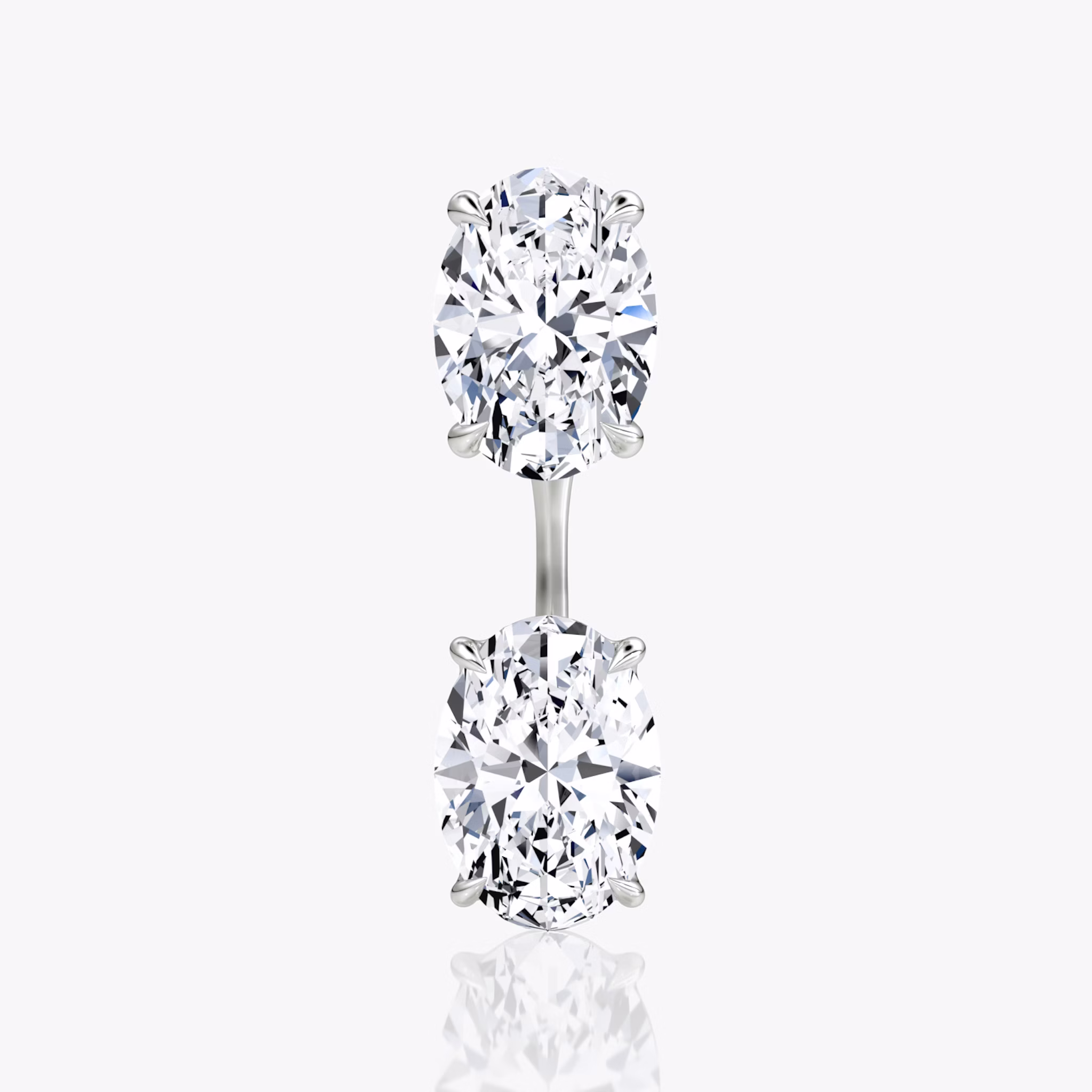 Solitaire Stud & Ear Jacket | 14k | White Gold | bottomDiamondShape: Oval | topDiamondShape: Oval | caratWeight: 2ct