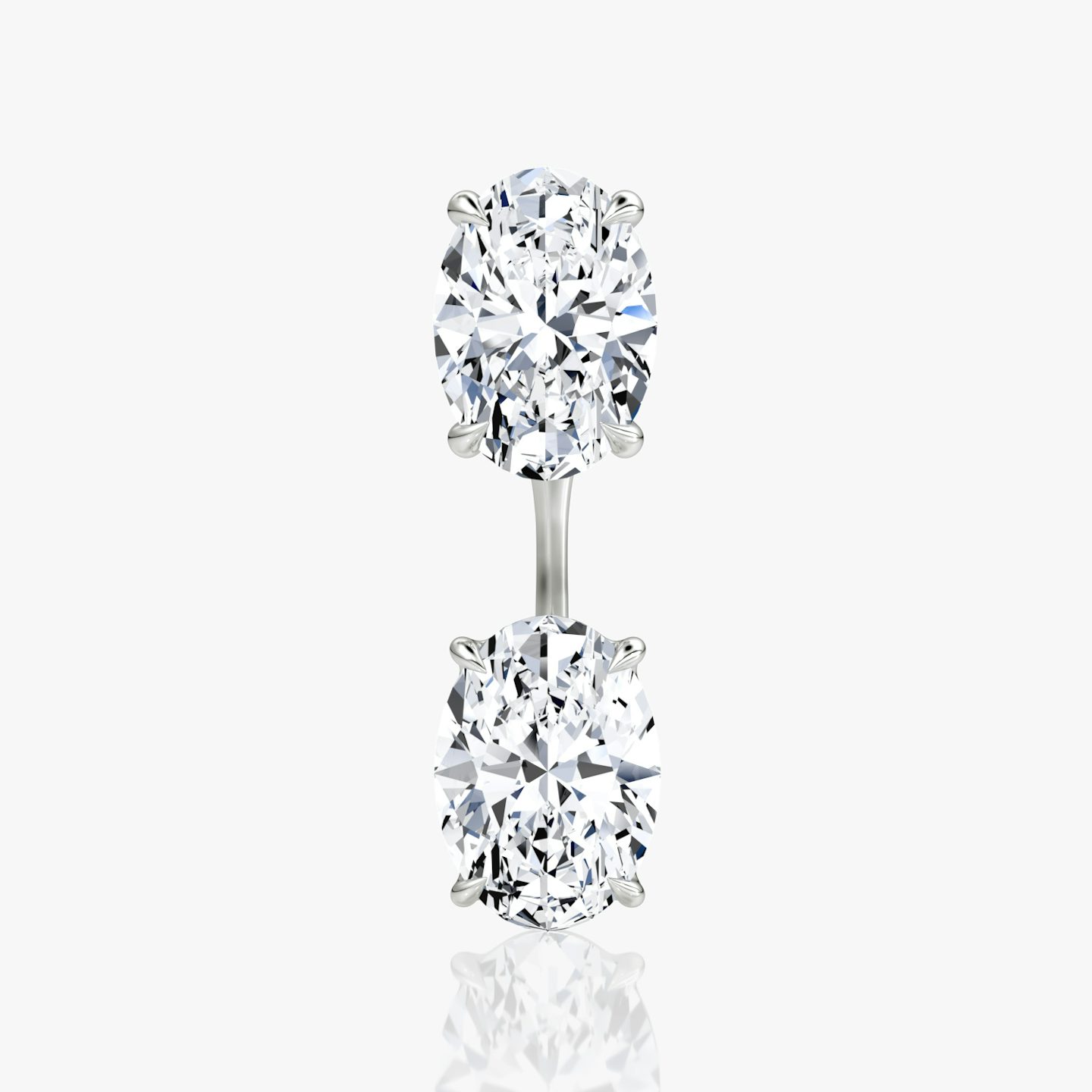 Solitaire Stud & Ear Jacket | 14k | Or blanc | bottomDiamondShape: Ovale | topDiamondShape: Ovale | caratWeight: 2ct