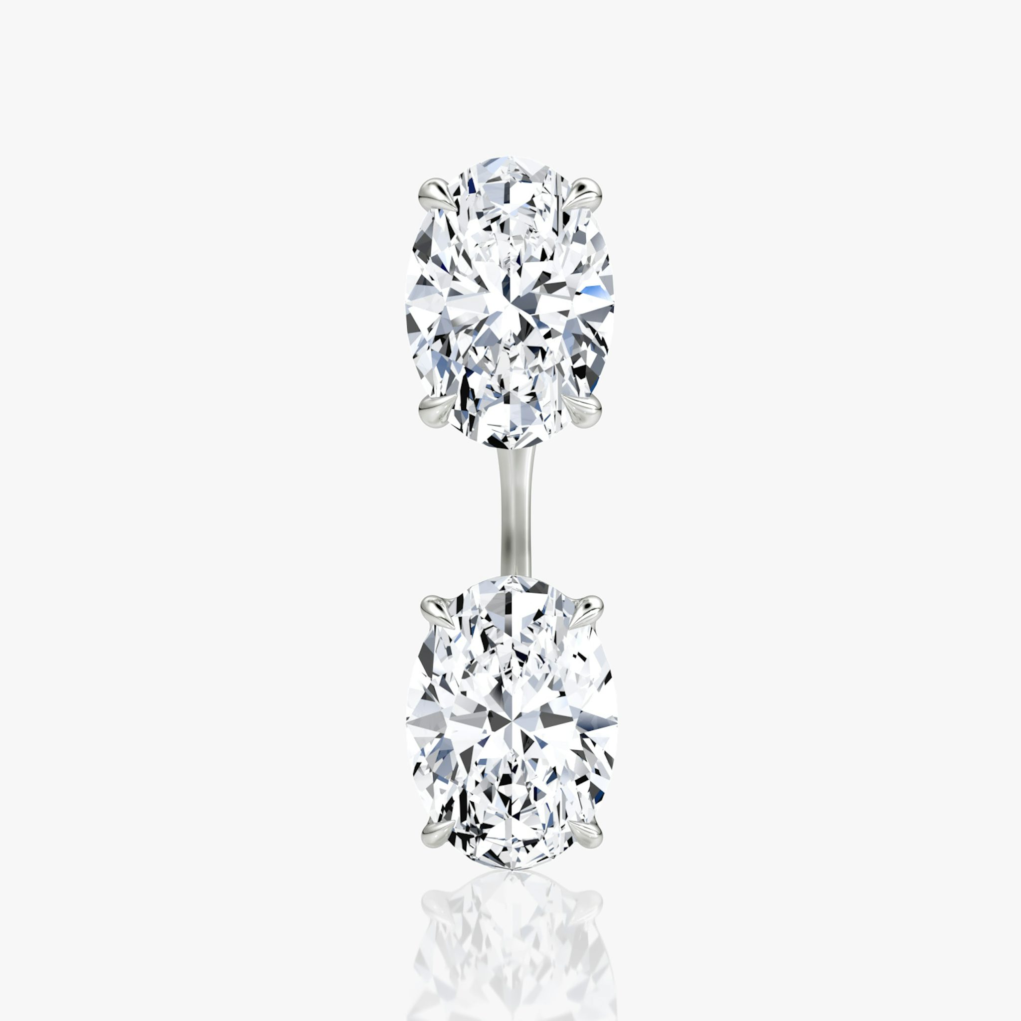 Solitaire Stud & Ear Jacket | 14k | White Gold | bottomDiamondShape: Oval | topDiamondShape: Oval | caratWeight: 2ct