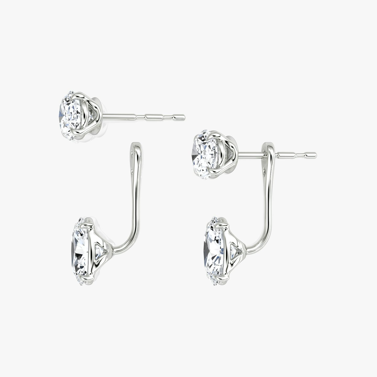 Solitaire Stud & Ear Jacket | 14k | Or blanc | bottomDiamondShape: Ovale | topDiamondShape: Ovale | caratWeight: 2ct