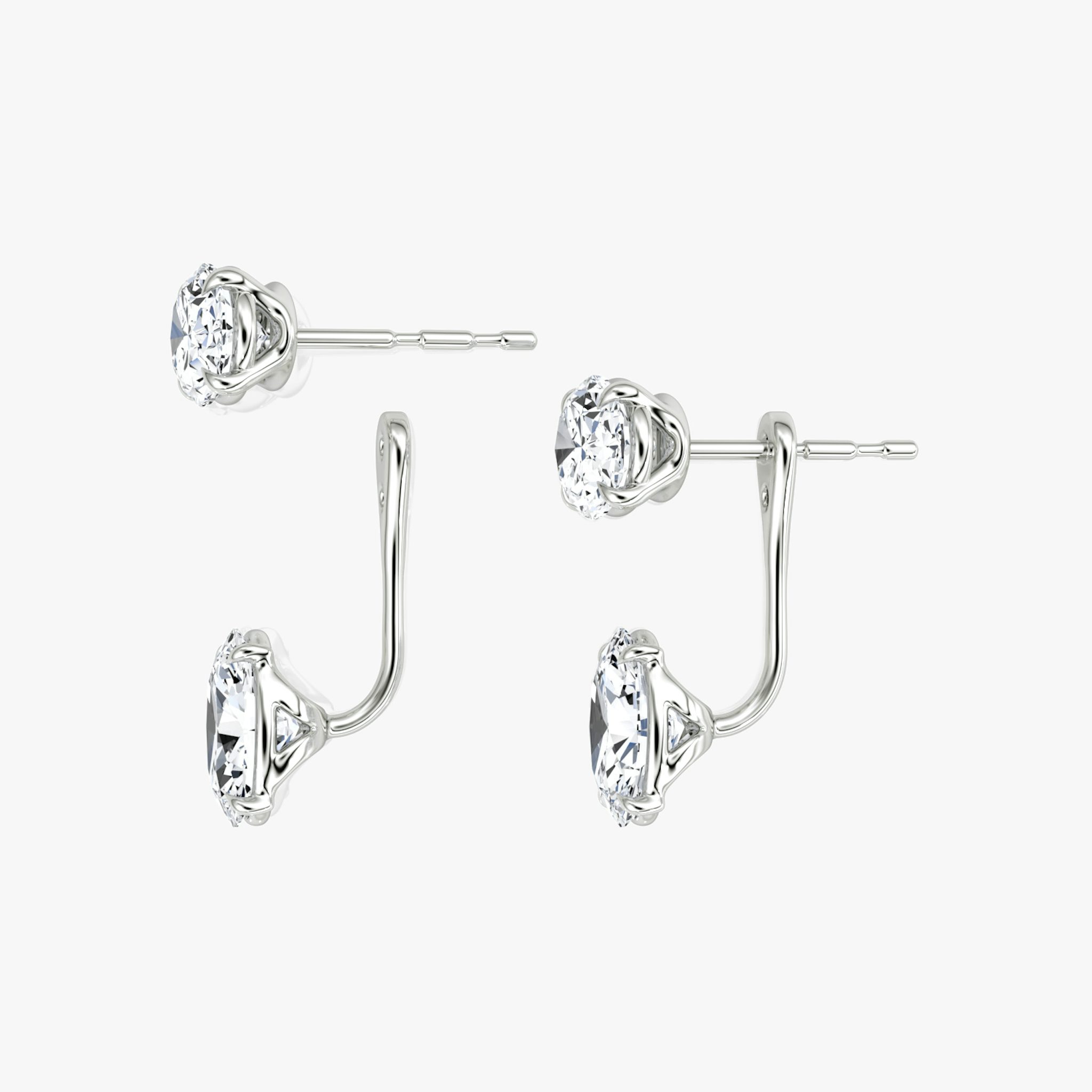 Solitaire Stud & Ear Jacket | 14k | White Gold | bottomDiamondShape: Oval | topDiamondShape: Oval | caratWeight: 2ct