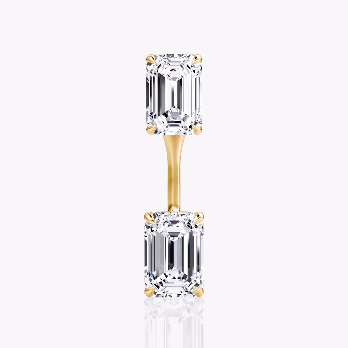 Solitaire Stud & Ear Jacket | 14k | Yellow Gold | bottomDiamondShape: Emerald | topDiamondShape: Emerald | caratWeight: 1ct