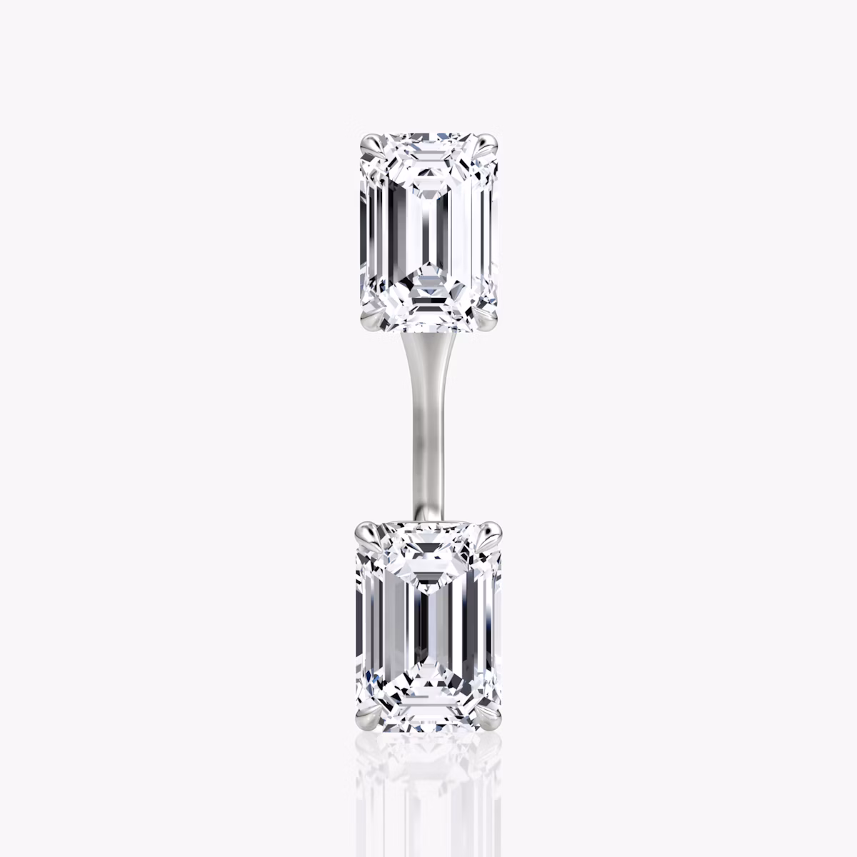 Solitaire Stud & Ear Jacket | 14k | White Gold | bottomDiamondShape: Emerald | topDiamondShape: Emerald | caratWeight: 1ct