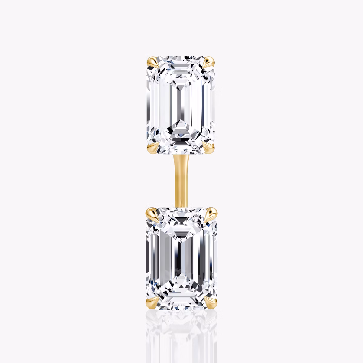 Solitaire Stud & Ear Jacket | 14k | Yellow Gold | bottomDiamondShape: Emerald | topDiamondShape: Emerald | caratWeight: 2ct