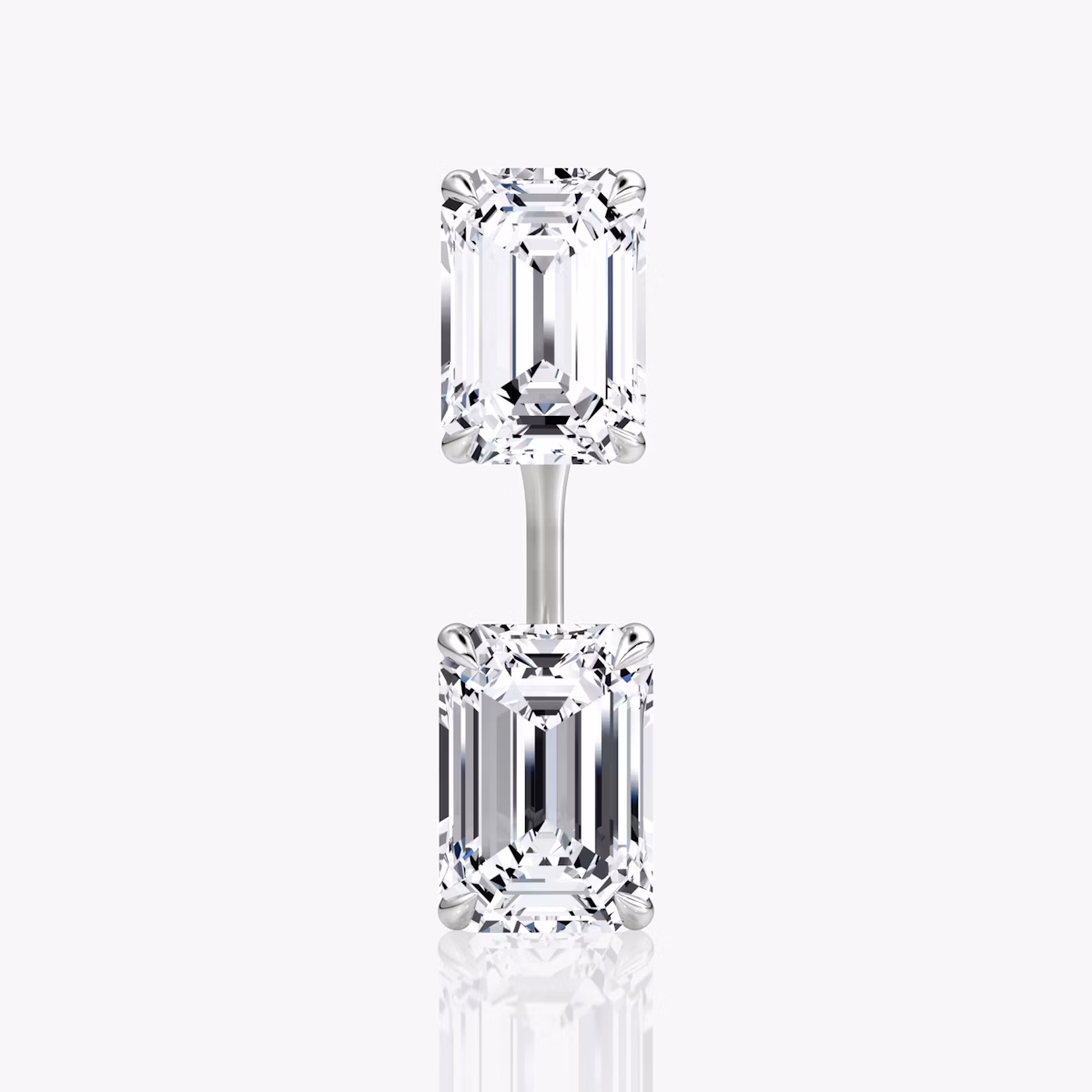 Solitaire Stud & Ear Jacket | 14k | White Gold | bottomDiamondShape: Emerald | topDiamondShape: Emerald | caratWeight: 2ct