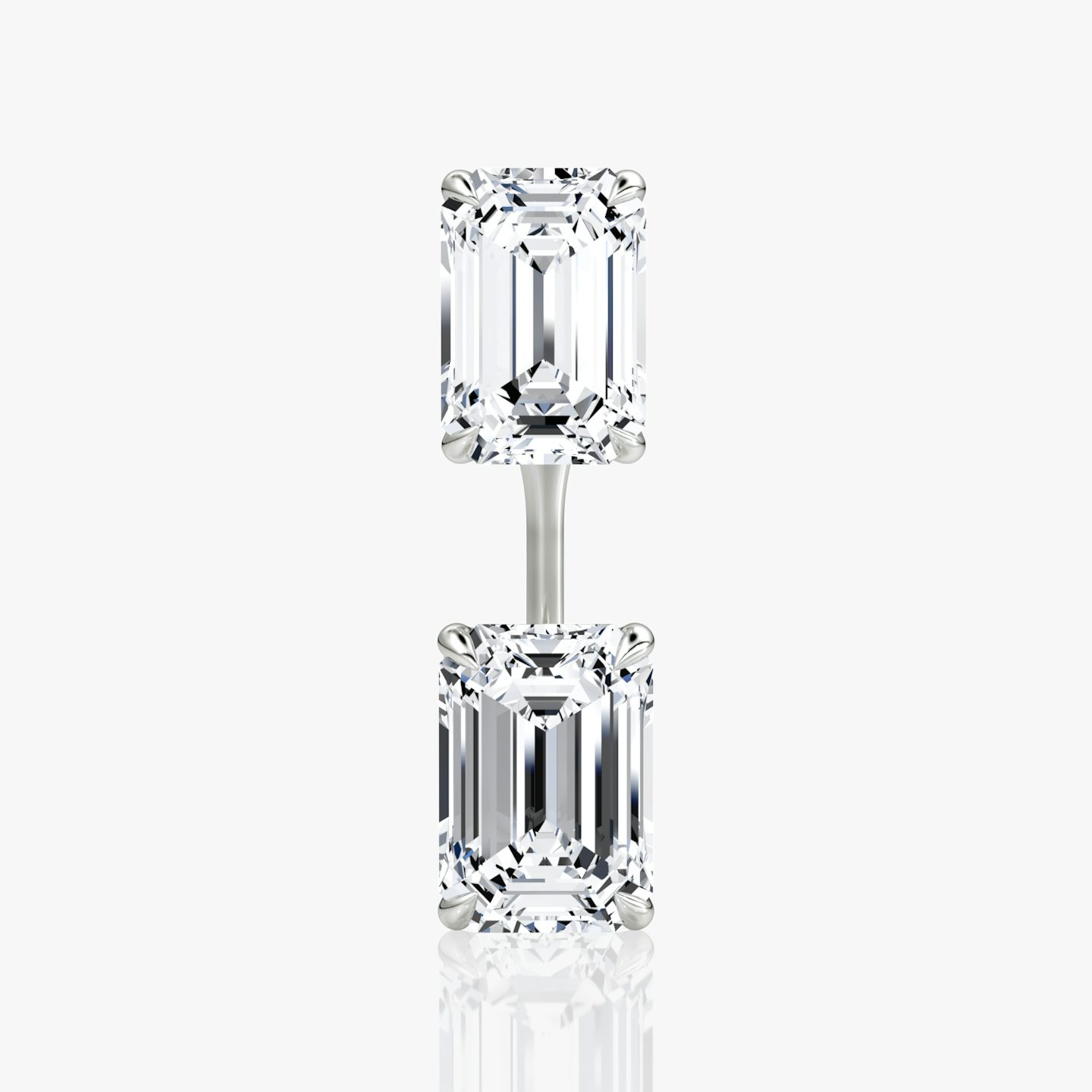 Solitaire Stud & Ear Jacket | 14k | White Gold | bottomDiamondShape: Emerald | topDiamondShape: Emerald | caratWeight: 2ct