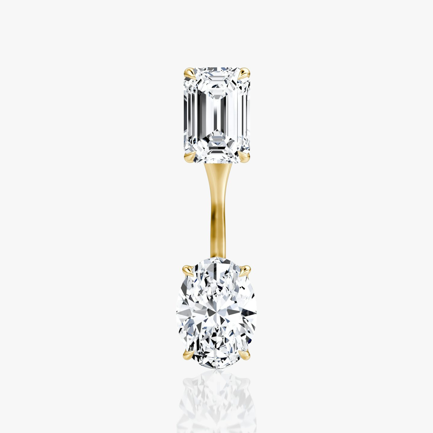 Solitaire Stud & Ear Jacket | 14k | Yellow Gold | bottomDiamondShape: Oval | topDiamondShape: Emerald | caratWeight: 1ct