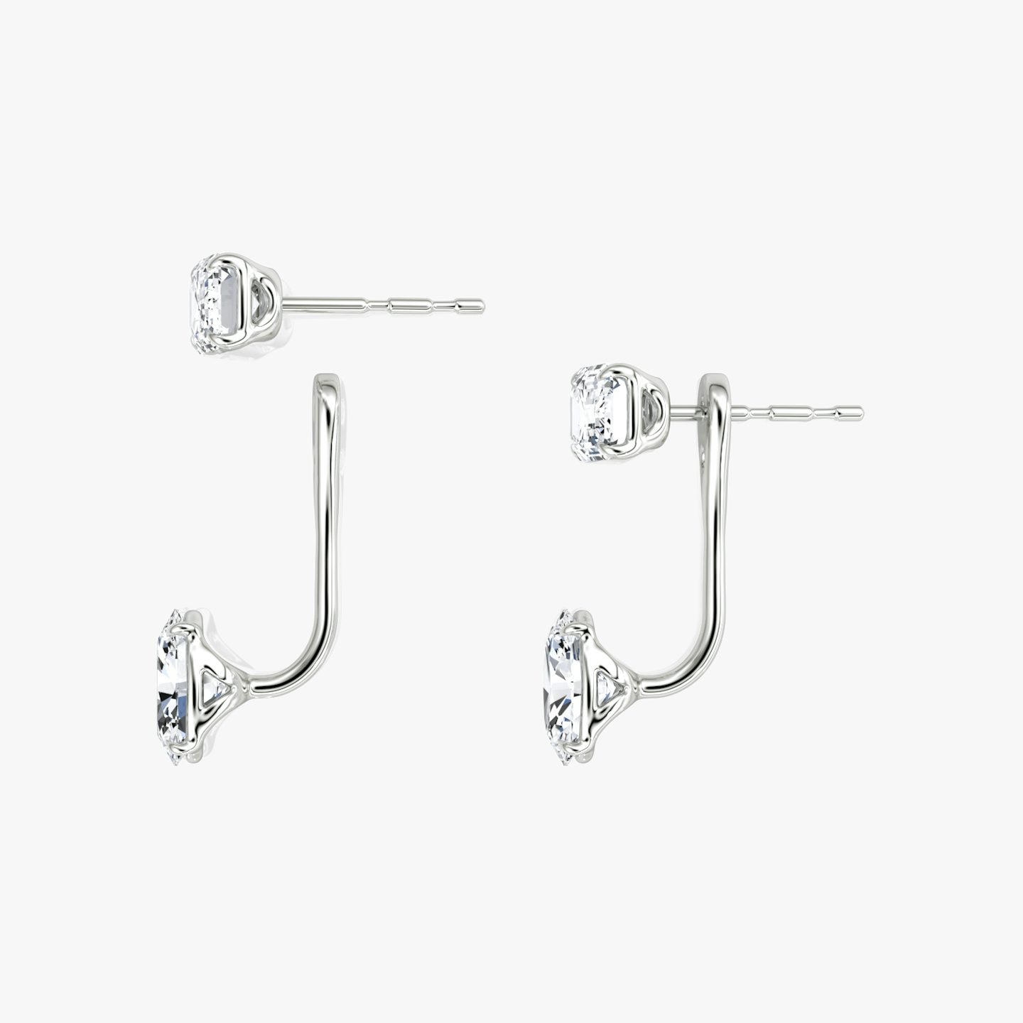 Solitaire Stud & Ear Jacket | 14k | White Gold | bottomDiamondShape: Oval | topDiamondShape: Emerald | caratWeight: 1ct