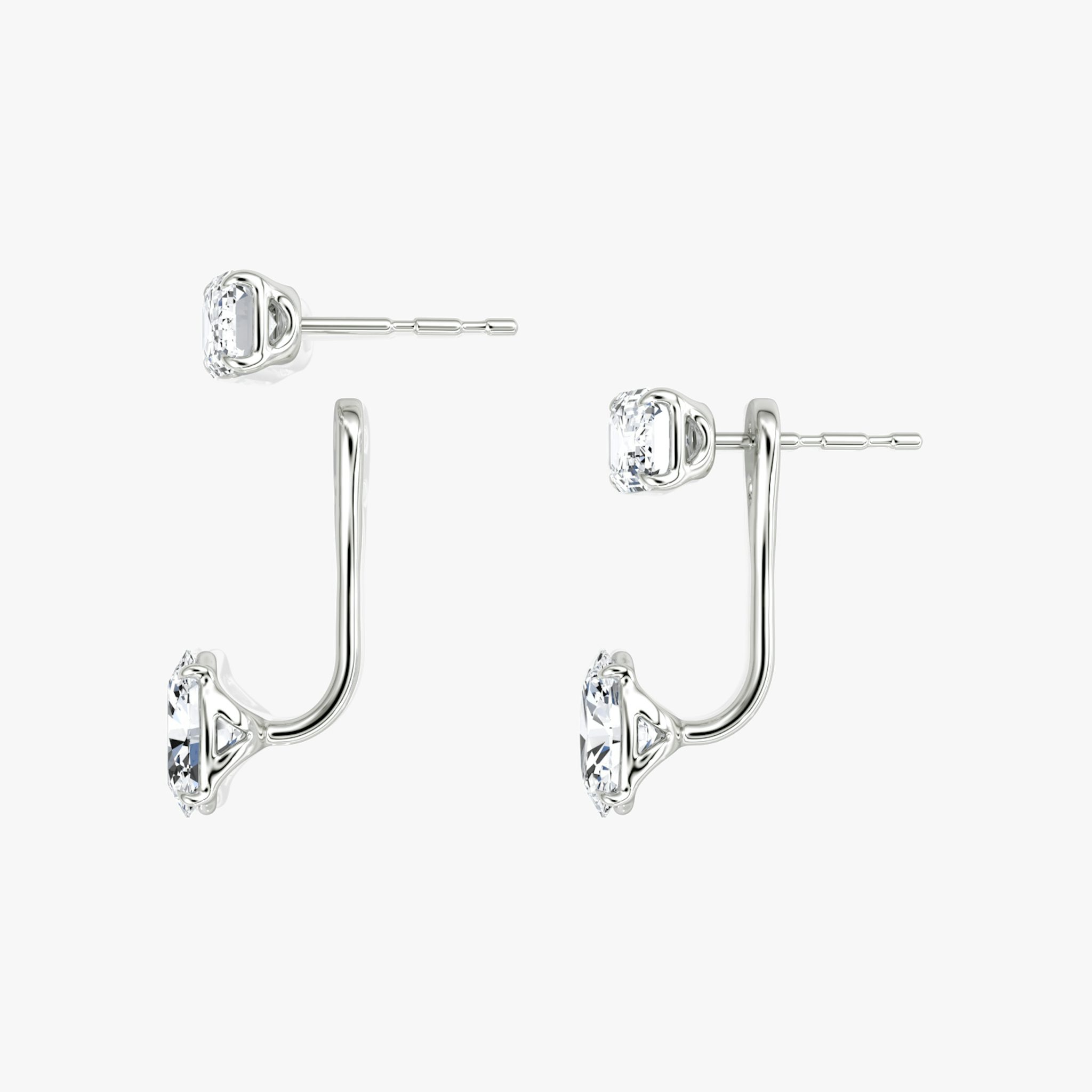 Solitaire Stud & Ear Jacket | 14k | White Gold | bottomDiamondShape: Oval | topDiamondShape: Emerald | caratWeight: 1ct