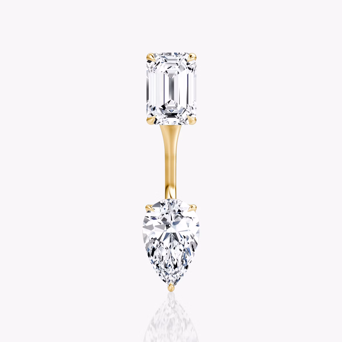 Solitaire Stud & Ear Jacket | 14k | Yellow Gold | bottomDiamondShape: Pear | topDiamondShape: Emerald | caratWeight: 1ct