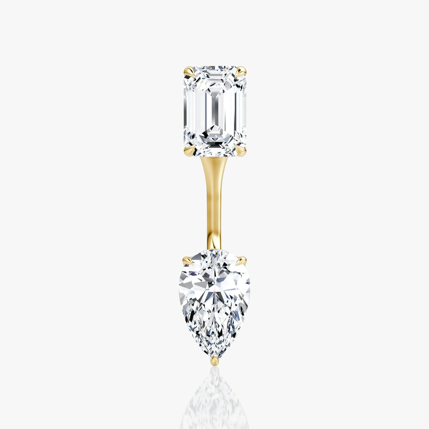 Solitaire Stud & Ear Jacket | 14k | Yellow Gold | bottomDiamondShape: Pear | topDiamondShape: Emerald | caratWeight: 1ct